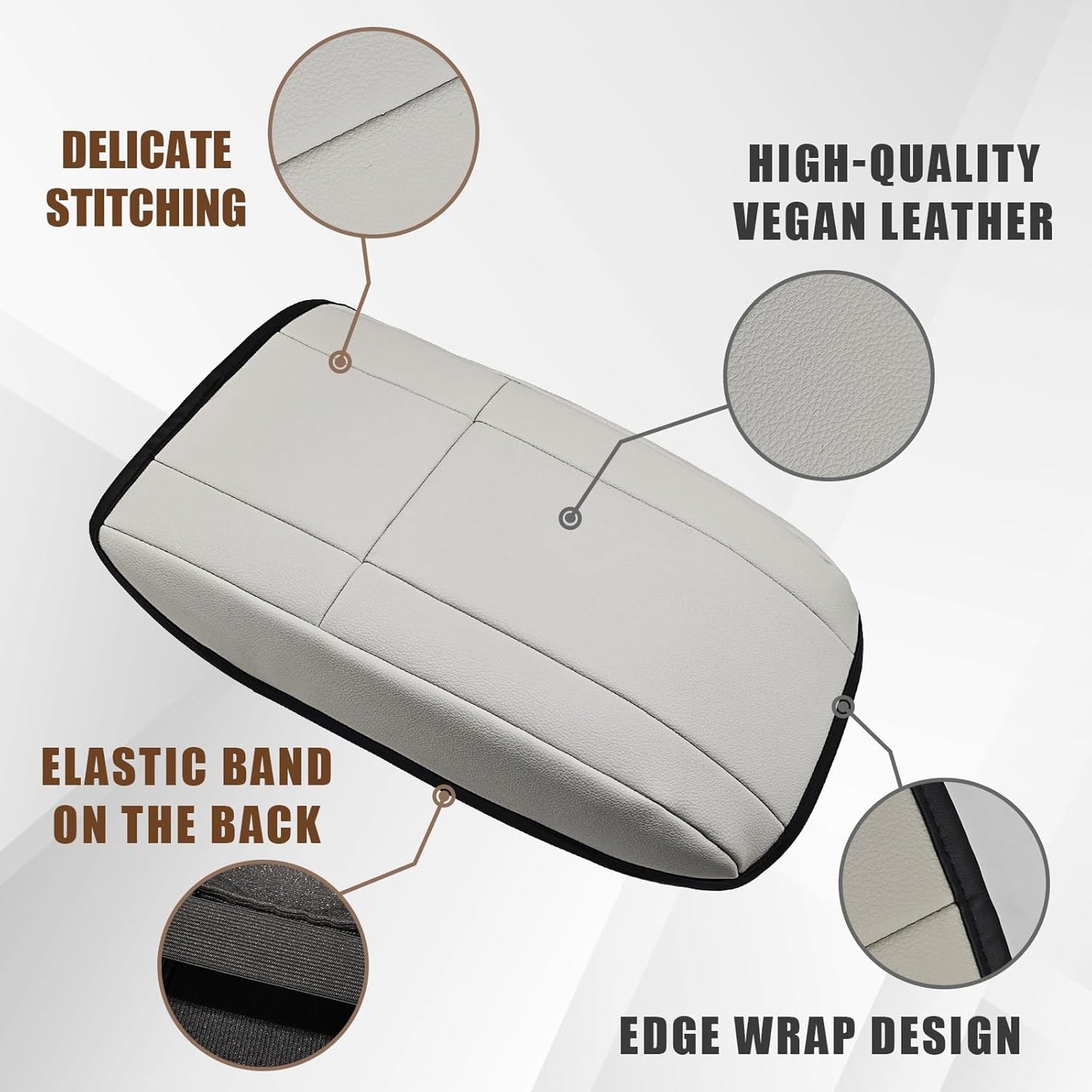 Muslogy for Accord 2023-2025 Center Console Cover Armrest Pad Vegan Leather Extra Soft Armrest Lid Protector Compatible with Honda Accord LX EX Sport Hybrid EX-L Sport-L Touring (V1 White)