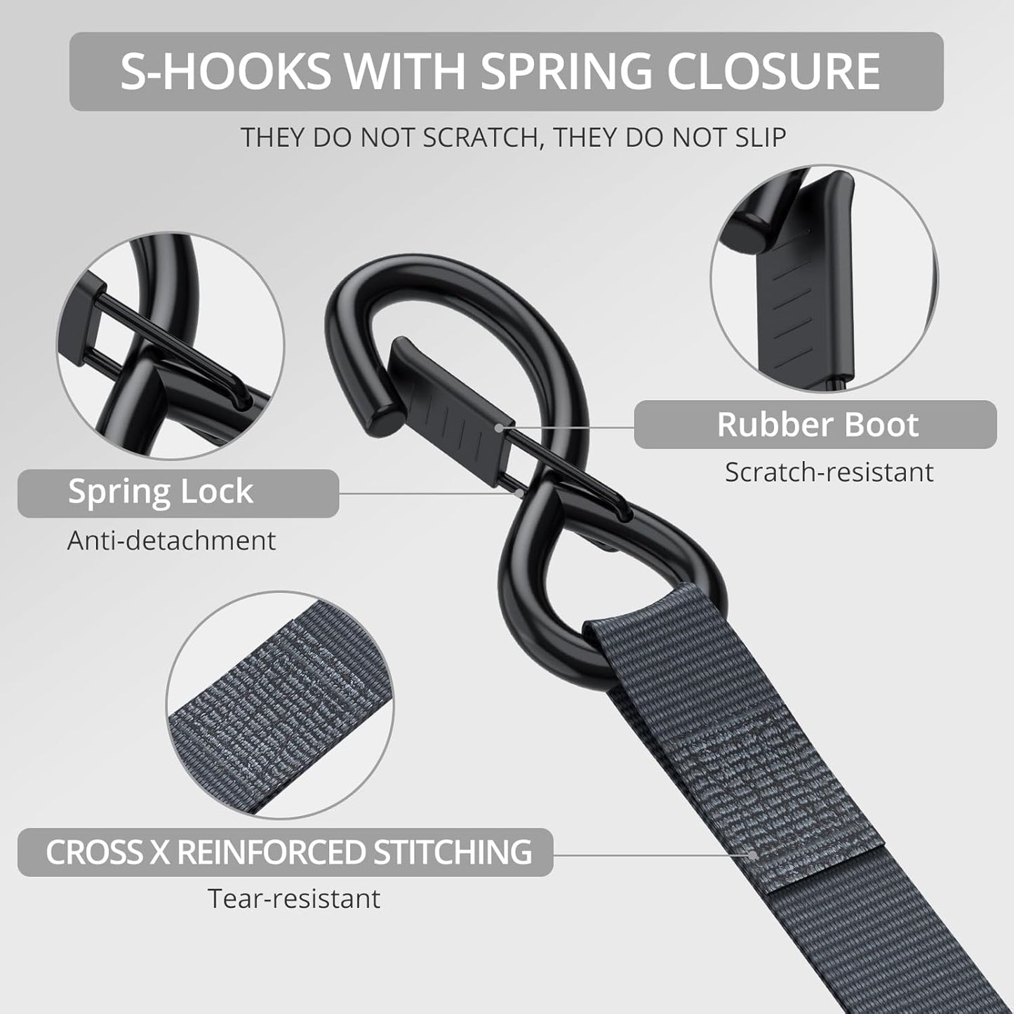 Justech 2 Pack Retractable Ratchet Straps, 1 in x 11.6 ft-1411 lbs Break Strength, Heavy Duty Auto Ratchet Tie Down Straps with Soft Loops & Storage Bag for Motorcycle, Truck, Trailer, Cargo Van, Boat