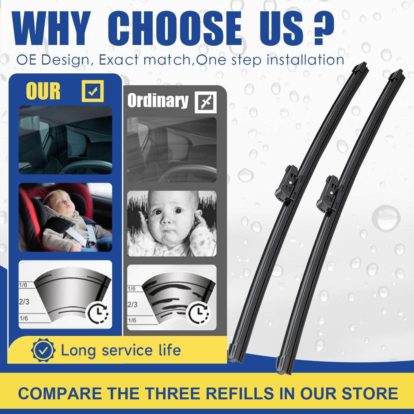 3 wipers Replacement for Mazda CX-5 CX-9 2017 2018 2019 2020 2021 2022 CX5 CX9 -Original Equipment Windshield Wiper Blades Set 24"+18"+14" (Set of 3) Top Lock