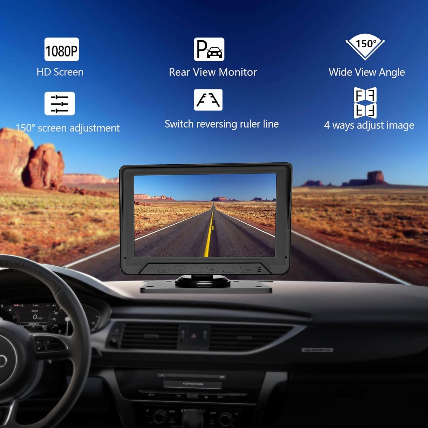 7inch Monitor with IP69 Waterproof Night Vision Backup Camera Easy to Install,HD 1080P delay Free Picture Quality Suitable for Cars, Trucks SUVs etc.