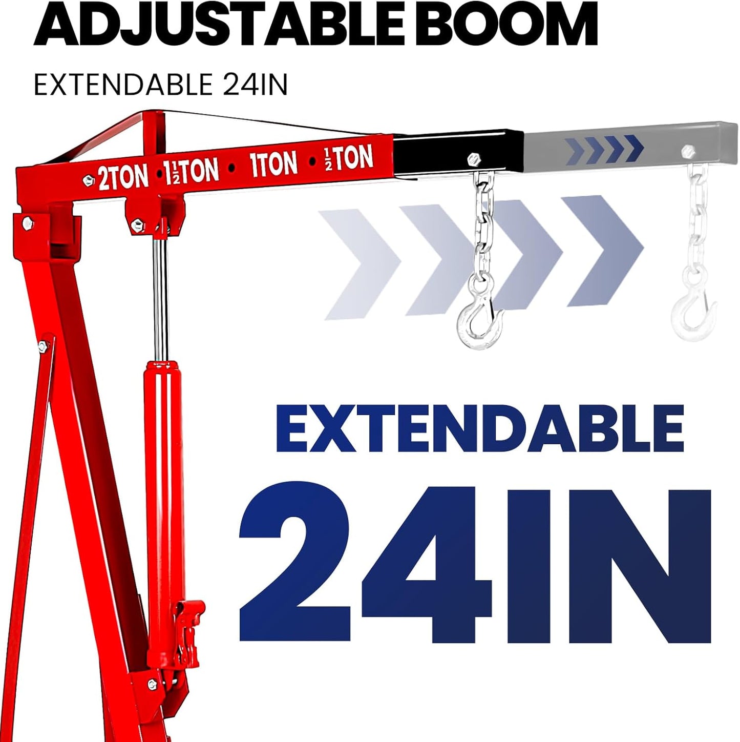 2 Ton Engine Hoist, Carbon Steel Cherry Picker Engine Hoist with 4 Casters, Hydraulic Engine Crane Hoist Cherry Picker Shop Crane for Garage Factory Warehouse, Red
