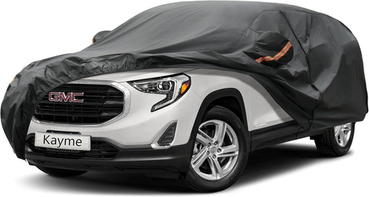 Kayme 7 Layers SUV Car Cover Custom Fit for GMC Terrain (2010-2025) Waterproof All Weather for Automobiles, Outdoor Full Cover Rain Sun UV Protection.Black
