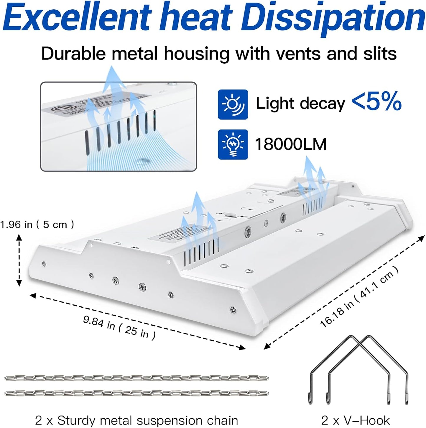 JTT LED Linear Shop Lights 150W, 21000LM 360° Adjustable Led High Bay Lights 5000K Daylight 120-277V, Led Garage Light for Shop Workshop Store Commercial Supermarket Warehouse Basement, 4-Pack ETL
