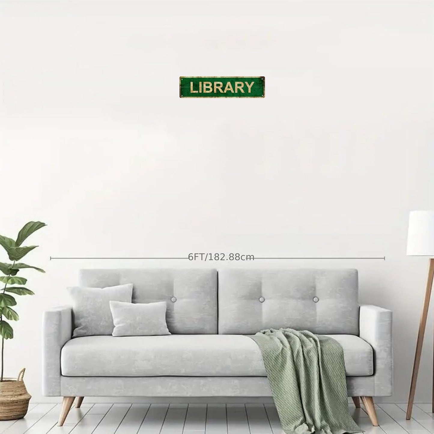 LIBRARY Non-Embossed Vintage Metal Tin Street Sign Bar Cafe Garage Cave Home Room Wall Bathroom Farmhouse Garden Porch Patio Decor, 16 x 4 Inch