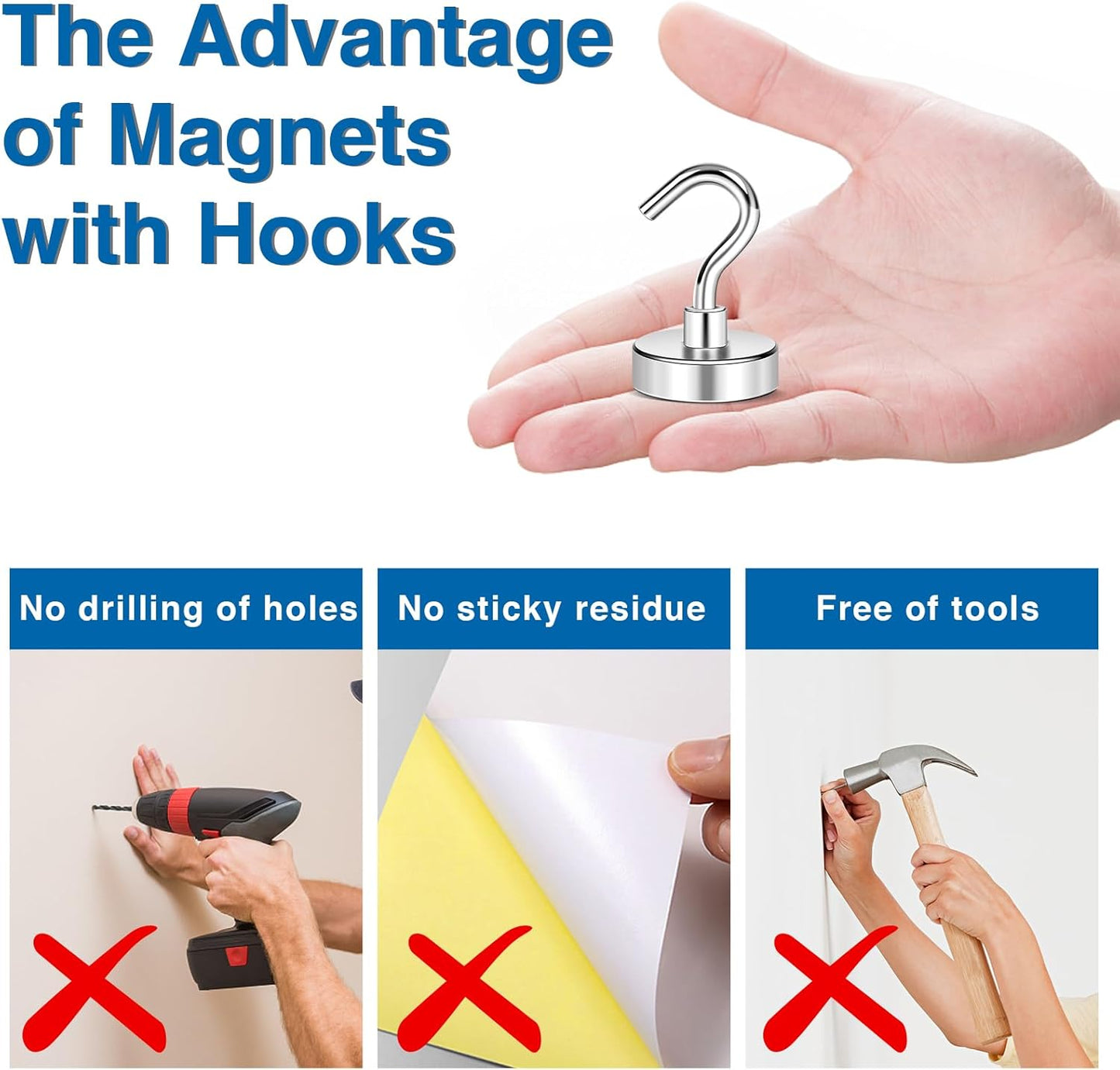 LOVIMAG Strong Magnetic Hooks, 40LBS Neodymium Magnets with Hooks Magnetic Hooks Cruise for Refrigerator, Powerful Magnet Hooks Magnetic Hanger for Hanging, Grill, Locker,Kitchen, Metal Door-12 Pack