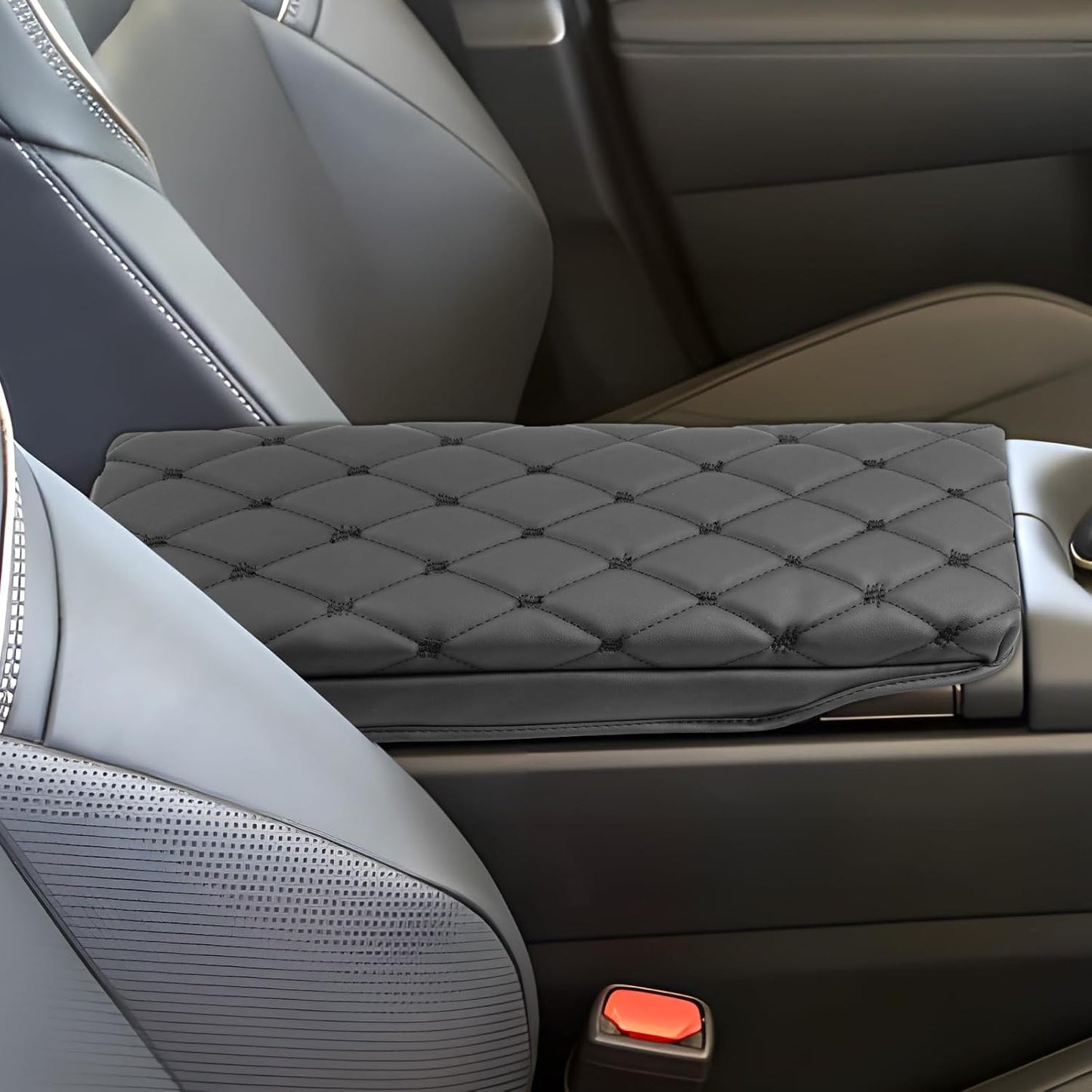 SXCY for 2023 2024 2025 Toyota Crown Signia Armrest Cover Pad for Toyota Crown Signia Accessories 2025 Crown Signia Center Console Cover Cushion 2025 Crown Middle Console Cover (w/Argyle&Black Dots)