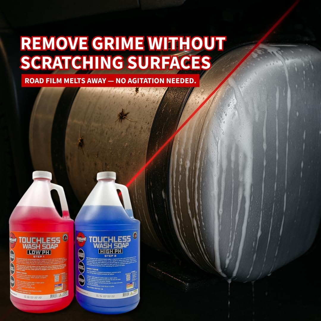 Renegade Products USA - Touchless 2-Step Truck Wash Soap System, Scrub Free Truck Cleaner for Big Rigs