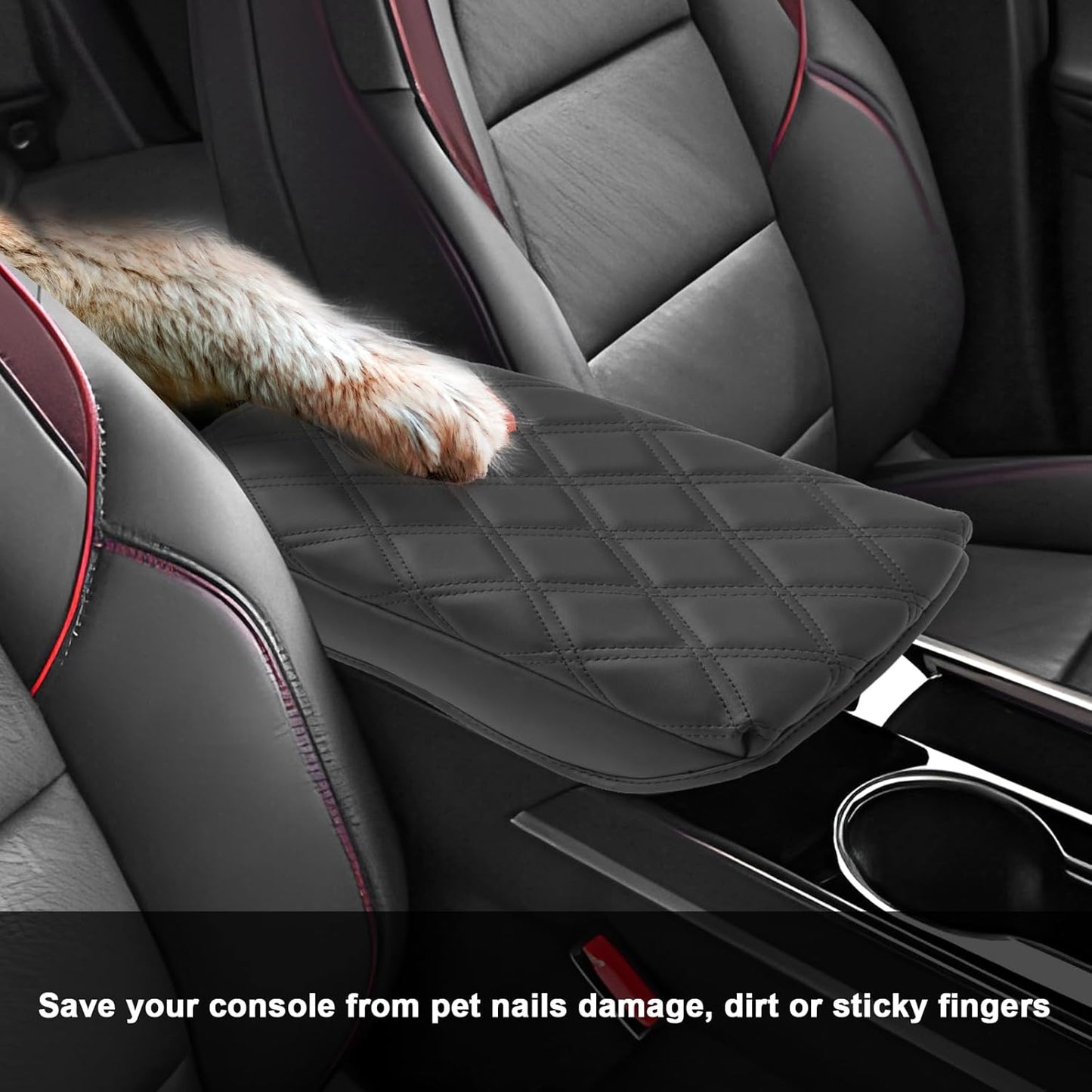 SXCY for 2025 Chevy Equinox Armrest Cover Pad for Equinox 2025 Center Console Armrest Cover 2025 Equinox Center Console Cover 2025 Equinox Middle Console Cover (Adding Pad 2-Line Rhombus Style)