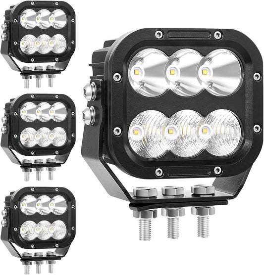 Cube LED Light Pods, 5 Inch 120W 10000lm IP68 LED Off Road Fog Lights, Ultra Bright Square Light Bar for Car Boat ATV UTV RV Golf Cart Pickup Tractor Work Lights 12V 24V, 4 Pack