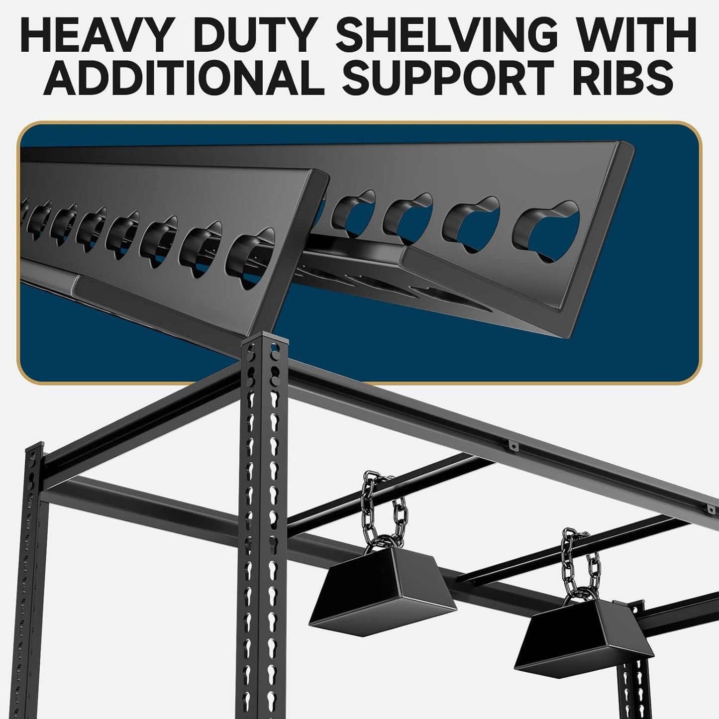 5-Tier 60”D X 24”W X 72”H Heavy Duty Shelving 3000LBS Garage Storage Rack Heavy Duty Adjustable Industrial Warehouse Shelving(Black)