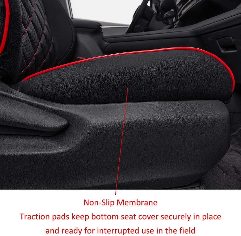 EKR Sienna Seat Covers for 2021-2025 Toyota Sienna XLE,XSE,Limited,Platinum,7 Seats,2nd Row Captain Chairs W/NO Legrest,Leather Seat Covers Full Set,Car Seat Protectors(Black with Red Piping)