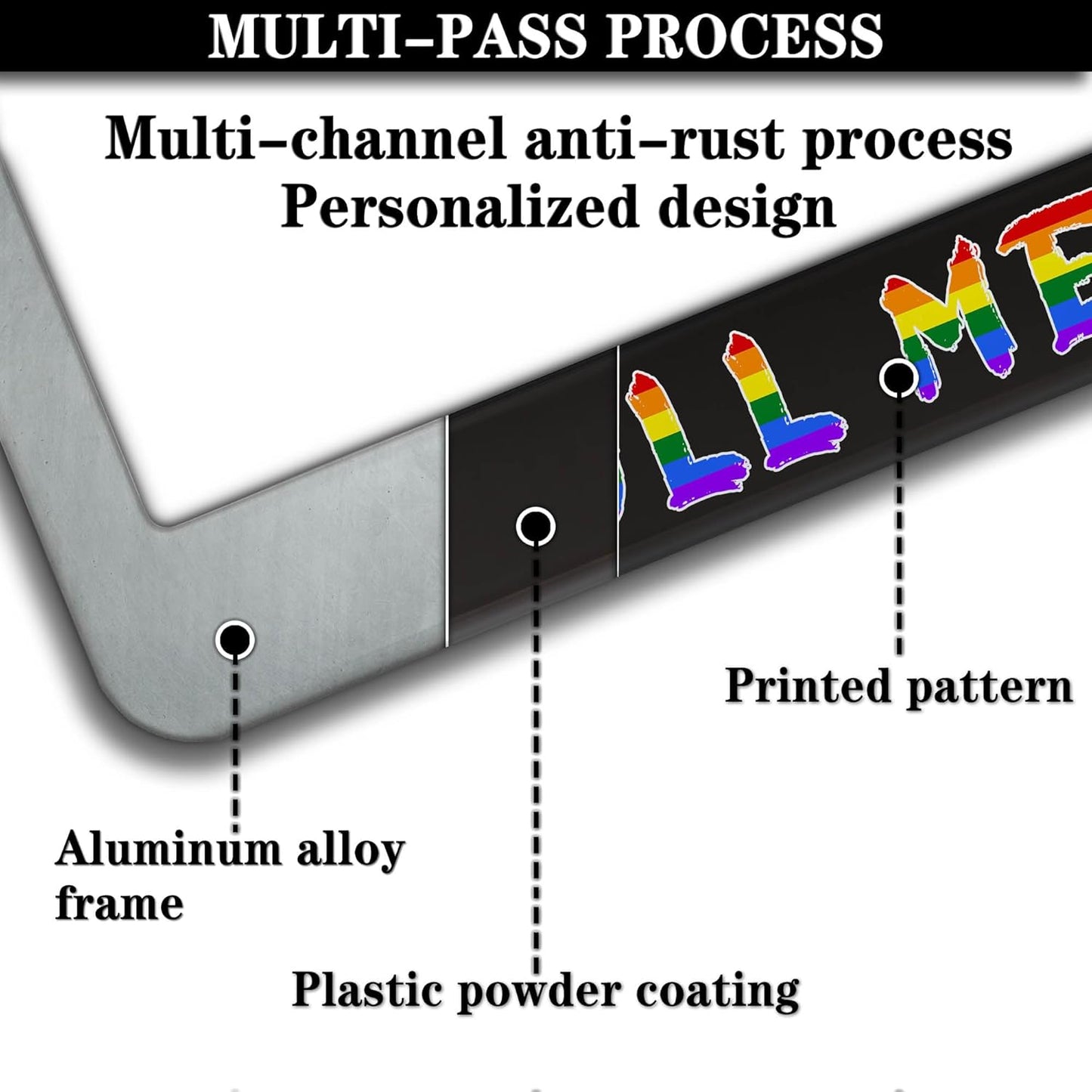 License Plate Frames Black and White Automotive Exterior Accessories Only Gay Cops Pull Me Over Universal Aluminum Car Accessory 2 Pack with Screw Covers Set