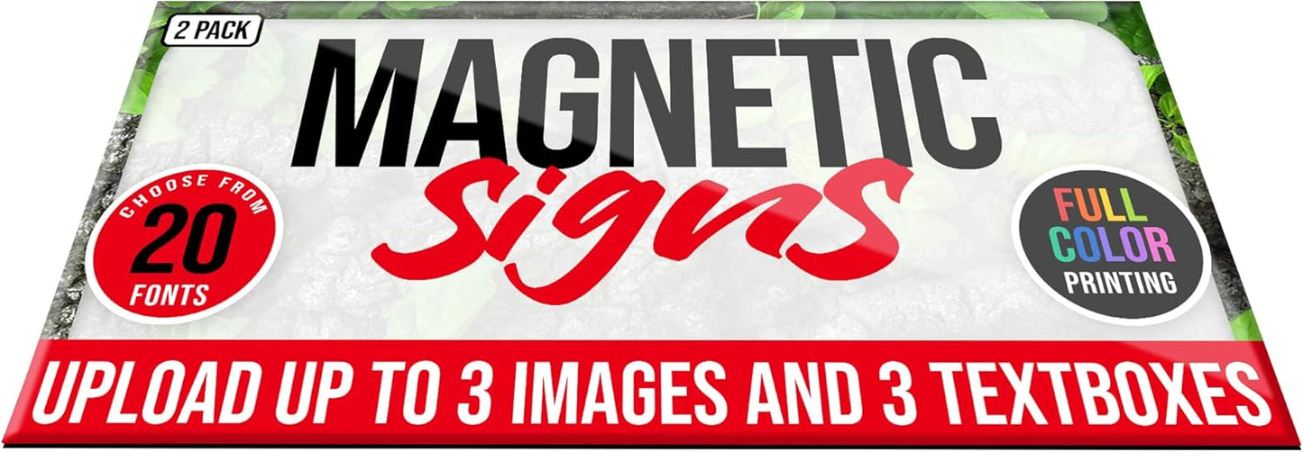 2 Pack, Personalized Magnetic Signs for Vehicles, Custom Car Magnets for Businesses, Customized Full Color Magnetic Truck Signs, 12x24 Car Magnet Signs (Design B)
