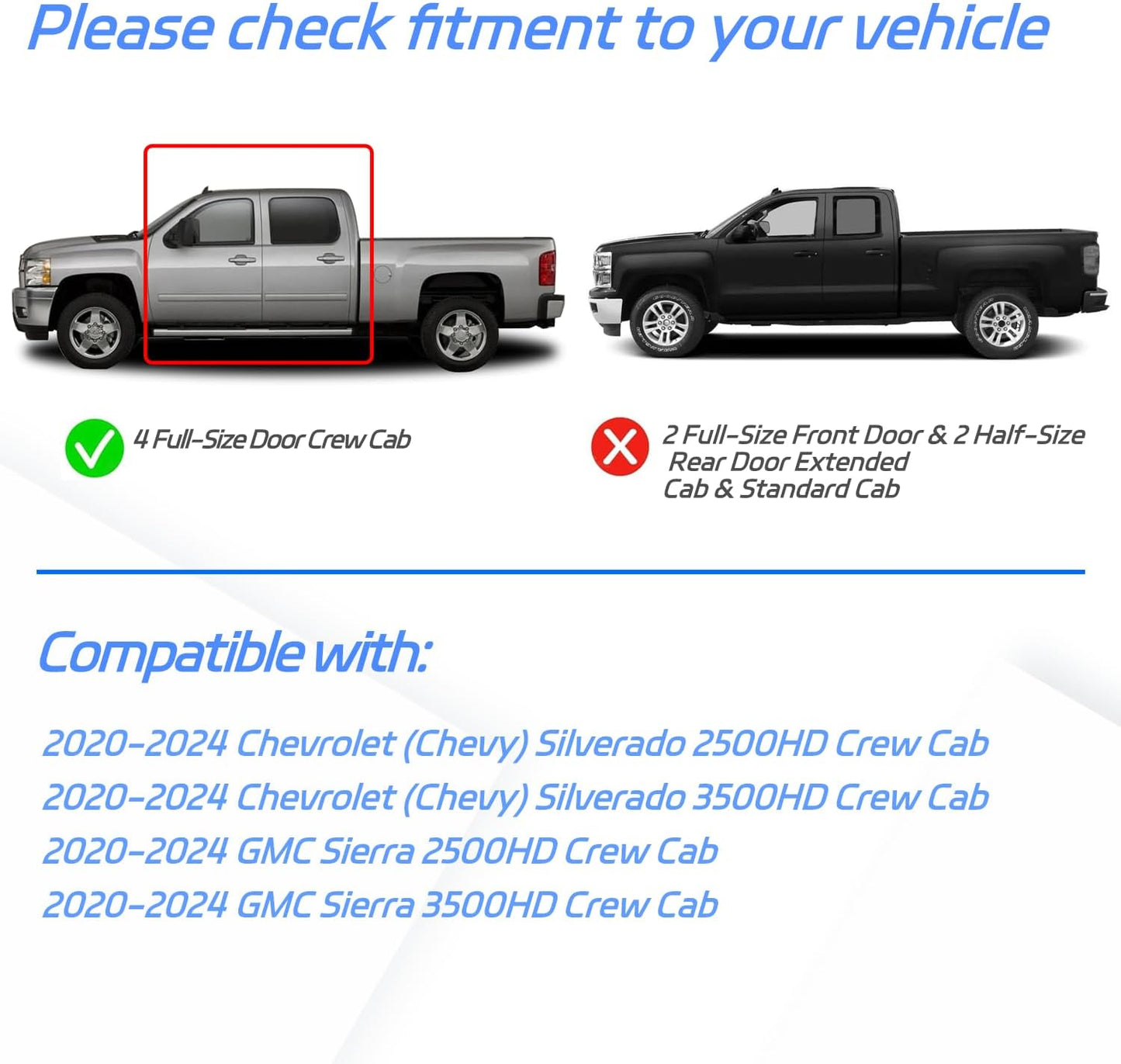 in-Channel Rain Guards Fit for 2020-2025 Chevrolet (Chevy) Silverado/GMC Sierra 2500HD/3500HD Crew Cab, Durable Side Wind Deflectors, Vent Window Visors Shade 2021 2022 2023 2024