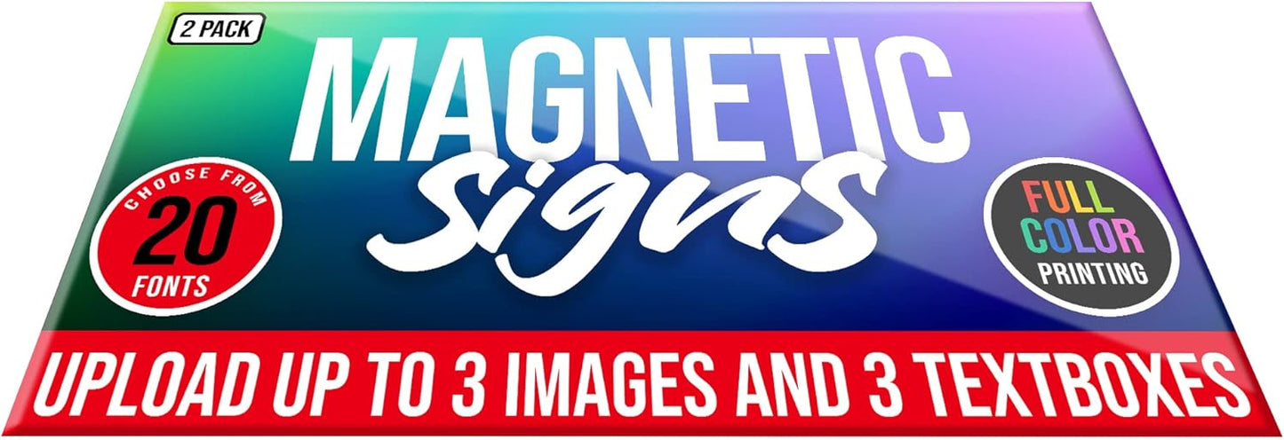 2 Pack, Personalized Magnetic Signs for Vehicles, Custom Car Magnets for Businesses, Customized Full Color Magnetic Truck Signs, 12x24 Car Magnet Signs (Design C)