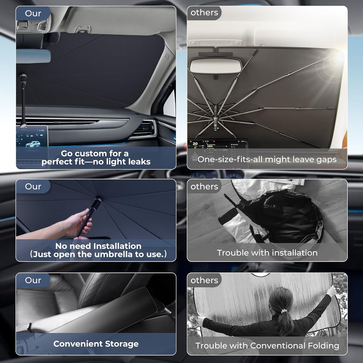 Windshield Sun Shade Umbrella for 2016-2022 BMW X1 Accessories: Custom Fit 210T Silver, Foldable Sunshade Front Window Sun Visor, Blocks UV Rays, Keeps Car Cool for sDrive28i, xDrive28i, xDrive25e