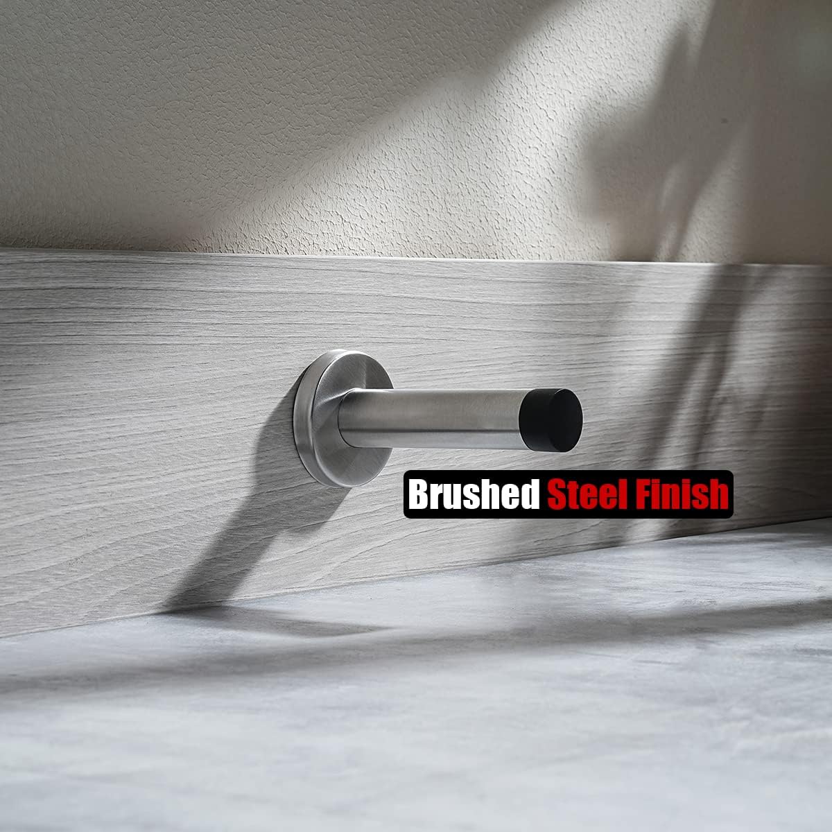 JQK Door Stopper, 304 Stainless Steel Thicken 1mm Sound Dampening Door Stop Bumper Wall Protetor 1 Pack, Brushed, DSB5-BN