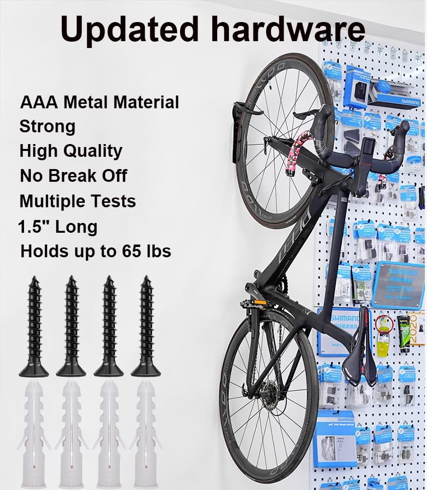 Dirza Bike Rack Garage Wall Mount Bike Hanger Bike Hooks Bike Storage Bicycle Vertical System for Garage Indoor Shed - Easily Hang/Detach - Holds up to 65 lb with Screws Black