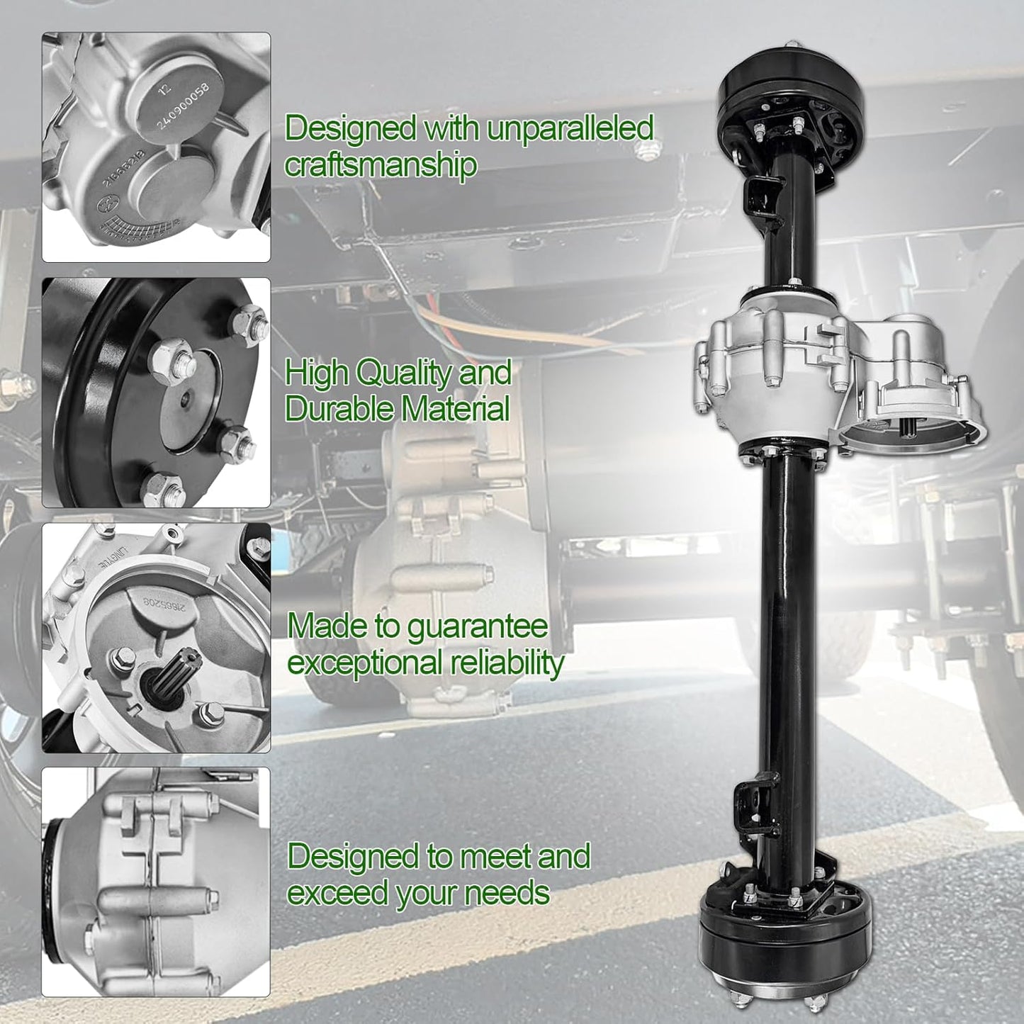 1027717-01 102771701 Rear Axle Assembly with Brake Drum 10 Teeth for 1998-Up Club Car DS & 2004-Up Club Car Precedent Electric with Graziano Transaxle