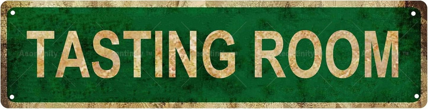 TASTING ROOM Non-Embossed Vintage Metal Tin Street Sign Bar Cafe Garage Cave Home Room Wall Bathroom Farmhouse Garden Porch Patio Decor, 16 x 4 Inch