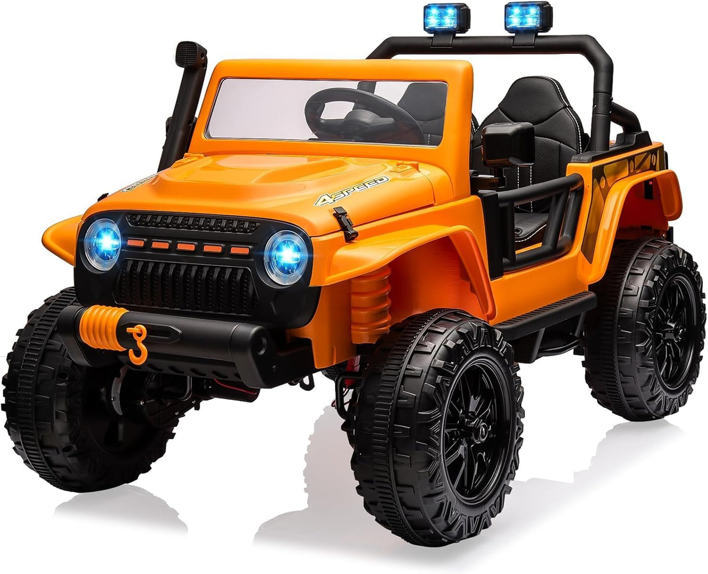 24V Ride on Toys for Big Kids, 2 Seater Electric Truck with Remote Control, 4.3 MPH Max Speed, Bluetooth, 4WDS, Led Headlight & Music Player