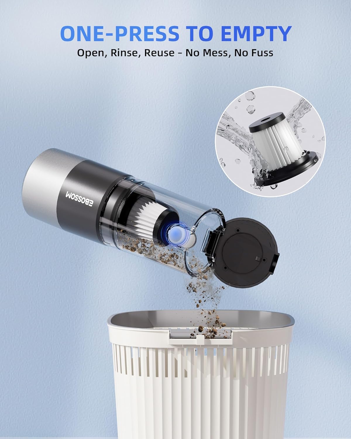 Mini Car Vacuum with 17000Pa High Power Suction,Portable Handheld Vacuum Blow & Suction,4 in 1 Cordless Small Vacuum Cleaner for Car,Home,Office,PC.Air Duster for Quick Cleaning of Small Areas