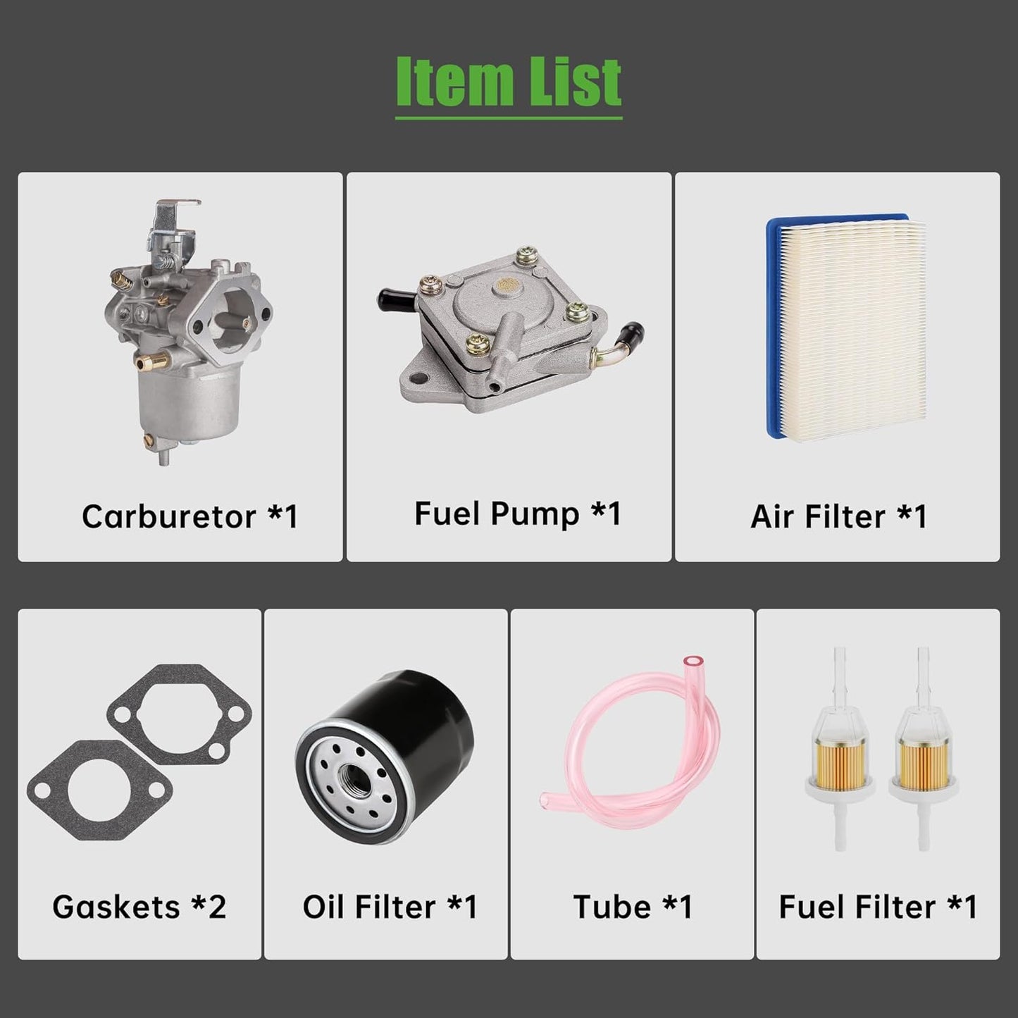 10L0L Golf Cart Carburetor Fuel Pump and Tune Up Kit for FE290 Club Car DS Precedent Turf Carryall Gas Model 1998-Up Air Oil Fuel Filter Replaces OEM 101805601 101905601 1016438 1016439