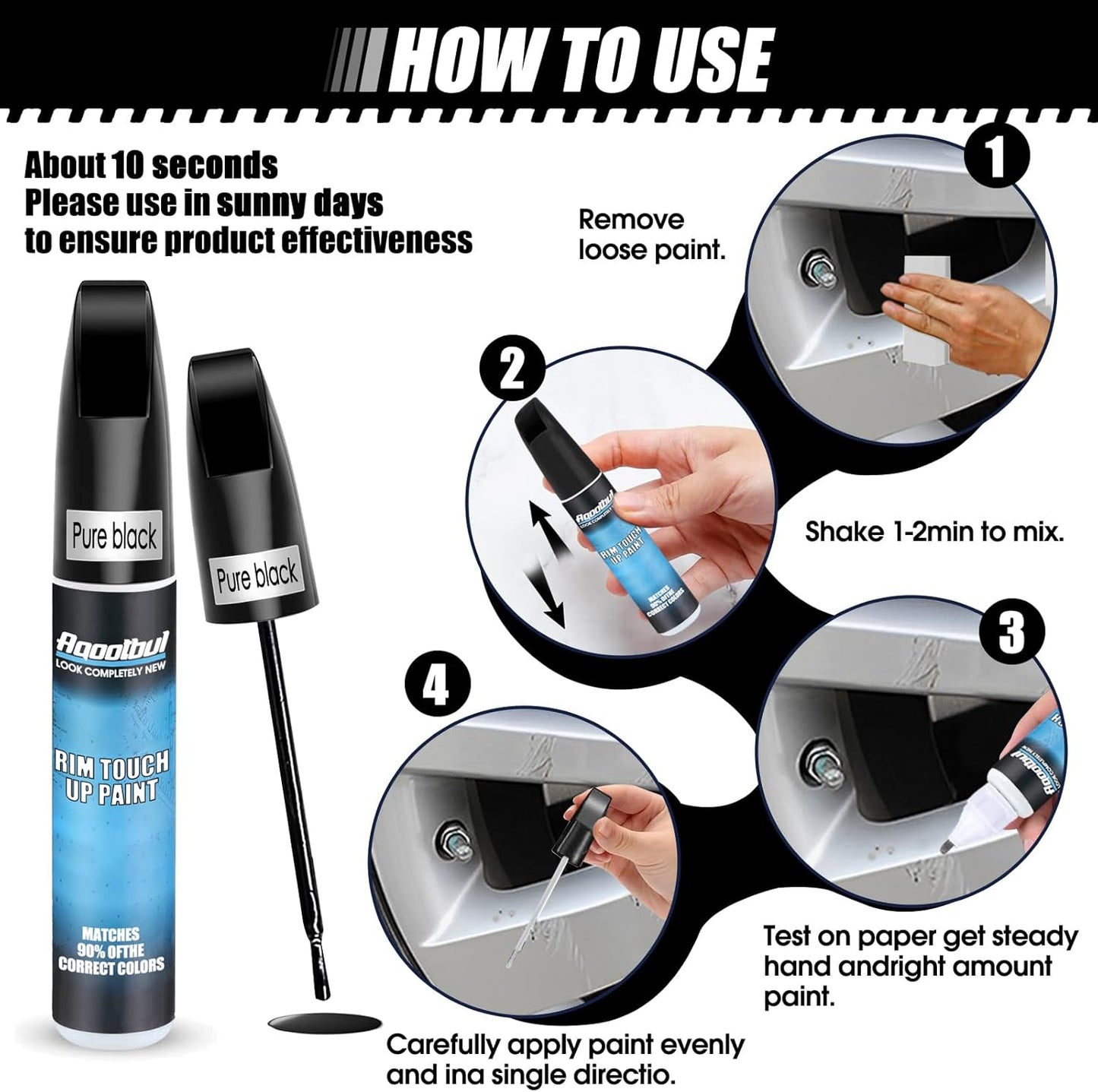 Silver Rim Touch Up Paint - Car Wheel Repair Kit Curb Rash, Gloss or Matte Black Rim Touch Up Paint, Quick And Easy Wheel Scratch Repair Kit, Wheel Repair Kit Curb Rash (Silver)