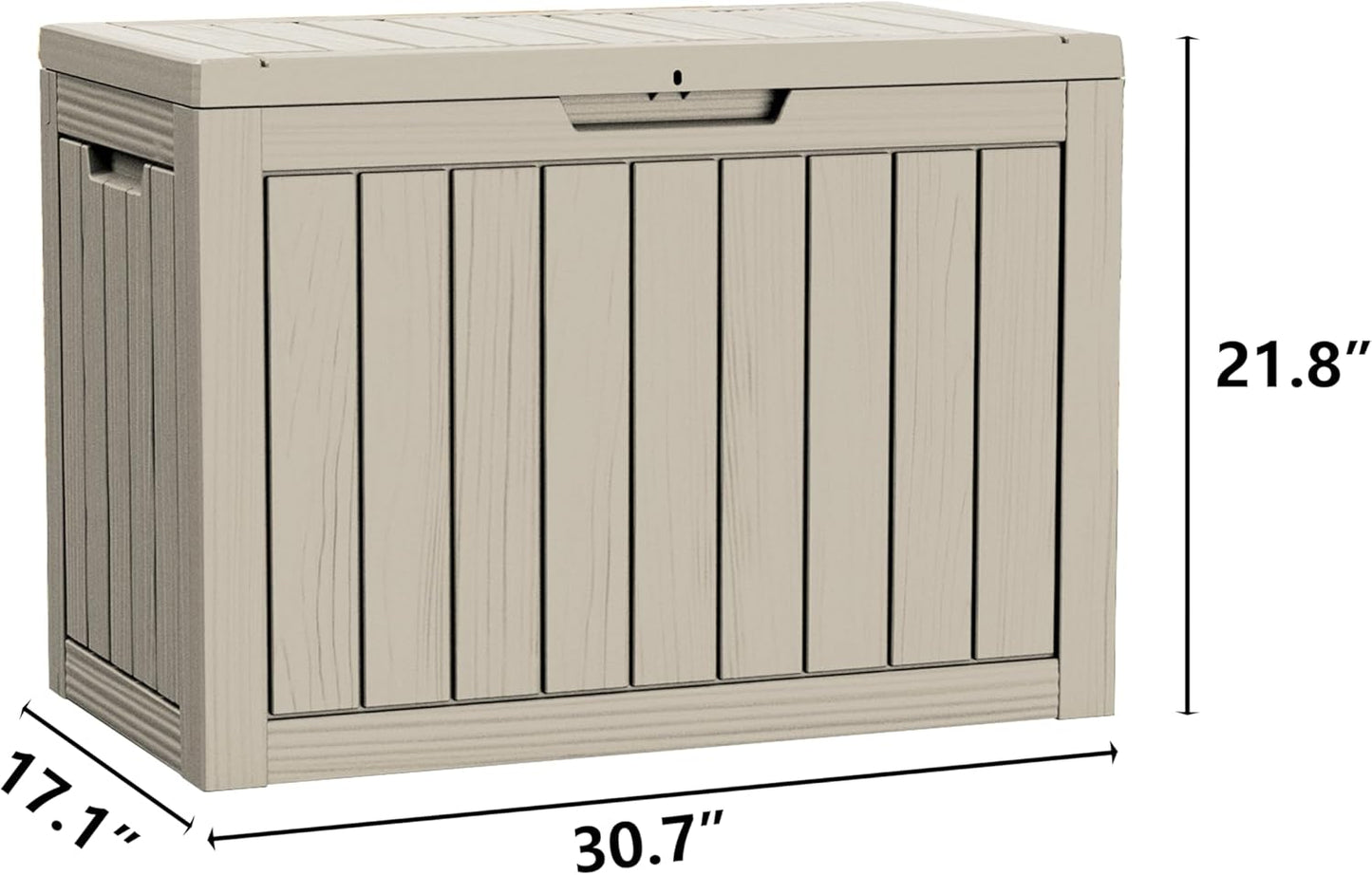 45 Gallon Lockable Resin Deck Box, Waterproof & UV-Resistant Outdoor Storage Box for Outdoor Cushion Storage, Garden Tools & Pool Accessories Storage, Gray