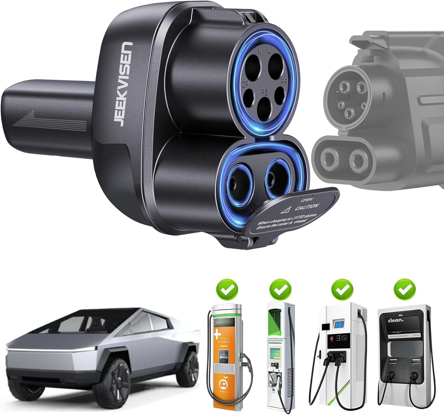 2025 Upgraded Cybertruck 2 in1 CCS & J1772 to Tesla (NACS) Adapter,250KW Fast Charging for Tesla Model 3/Y/S/X/Cybertruck, Compatible with CCS1 DC & J1772 AC Stations, Supports Level 1/2/3 Chargers