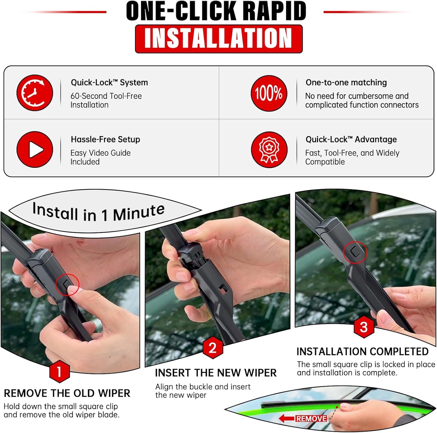 Windshield Wiper Blades Replacement for 2015-2022 Chevy Chevrolet Trax Original Factory Quality Front Rear Wipers Blade Set for My Car - 26" 14" 10" (Pack of 3)