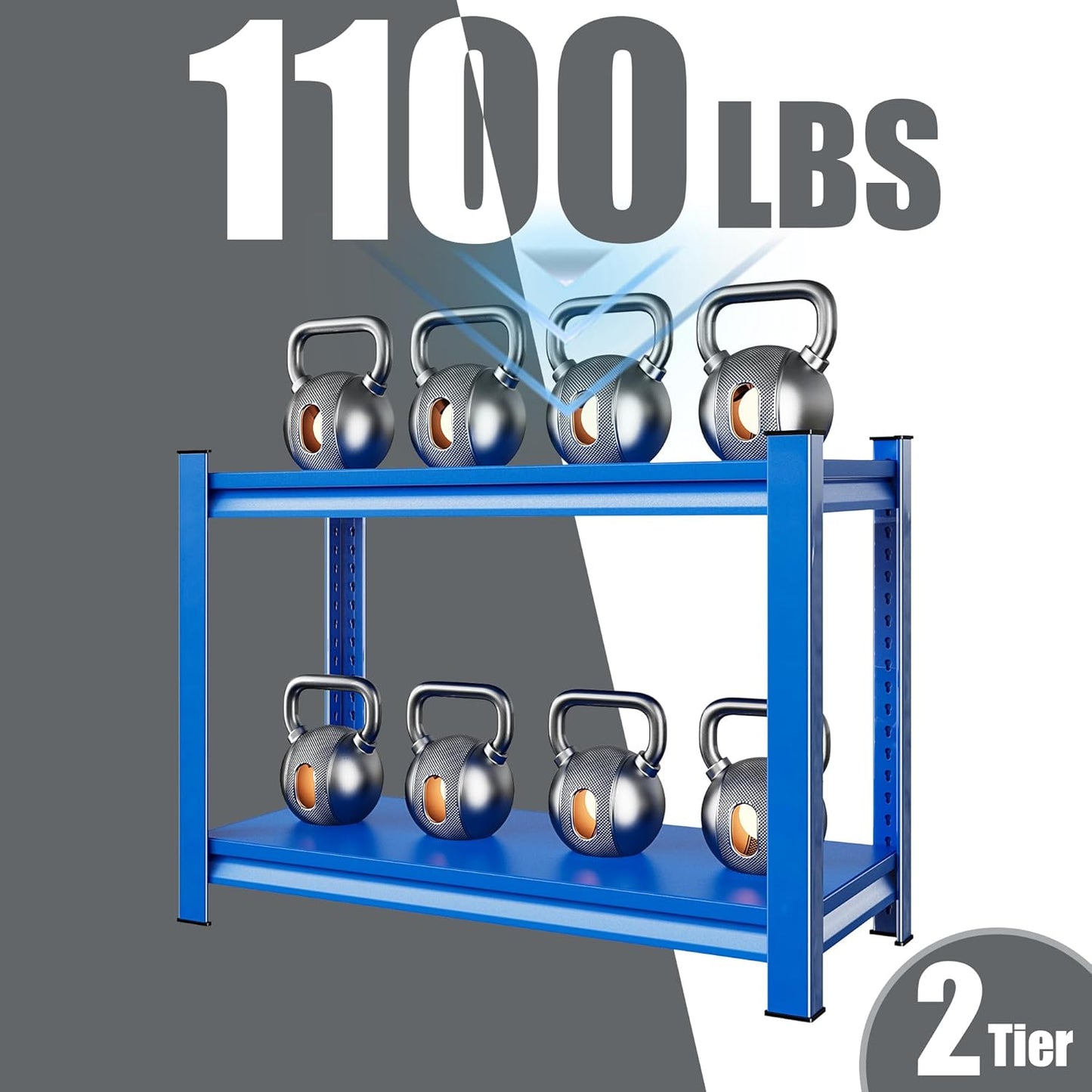 Garage Shelving Heavy Duty，Large Loads Adjustable Garage Storage Shelves, Metal Storage Racks and Shelving Units, Utility Rack Shelves,48”W x 18”D x 39”H,Blue
