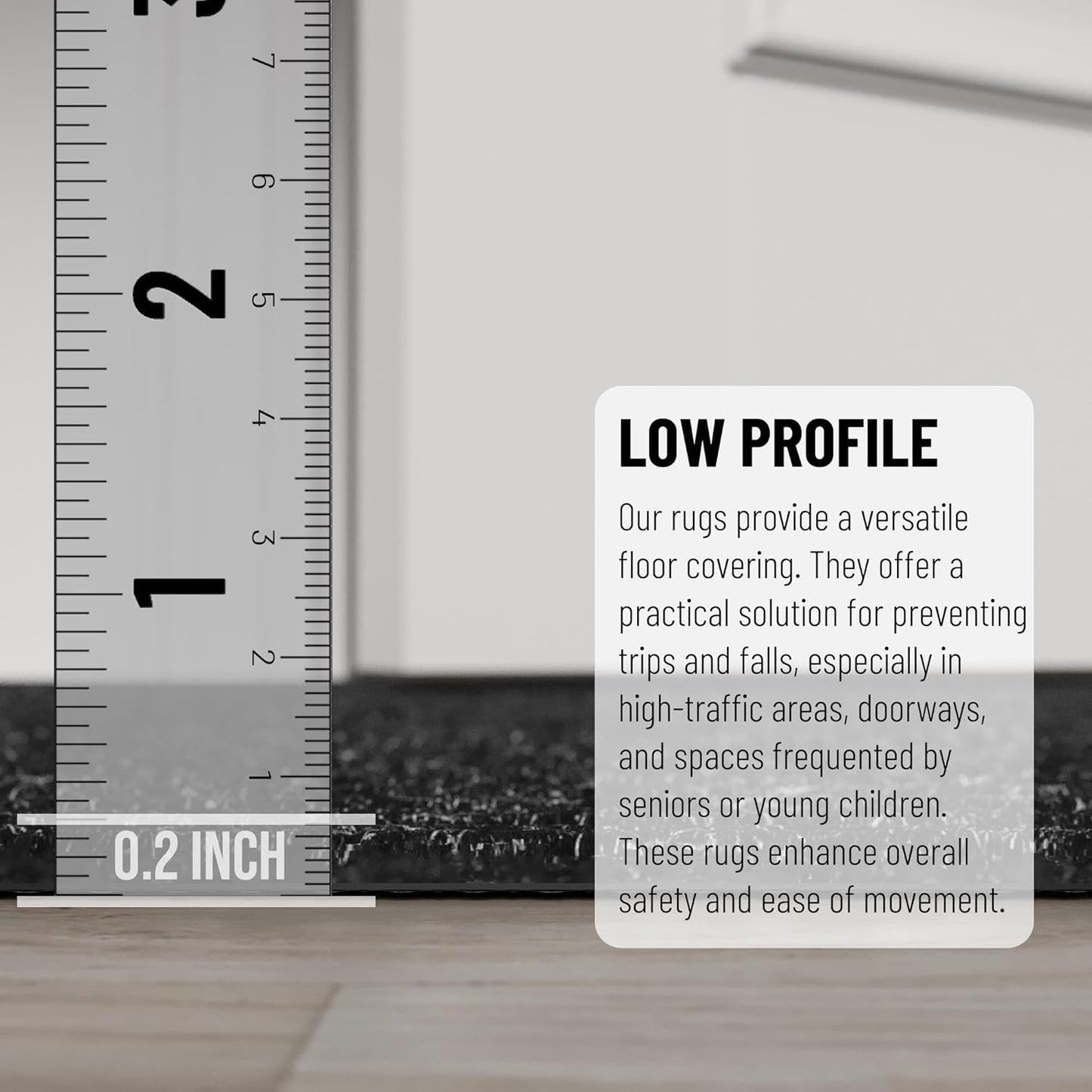 Ottomanson 2'7" x 48' Hallway Runner with Scraper Pile - Extra Durable Non-Slip Rug Mat for Indoor & Outdoor Use - Ideal for Kitchen, Entryway & Garage - High-Traffic Carpet, Black