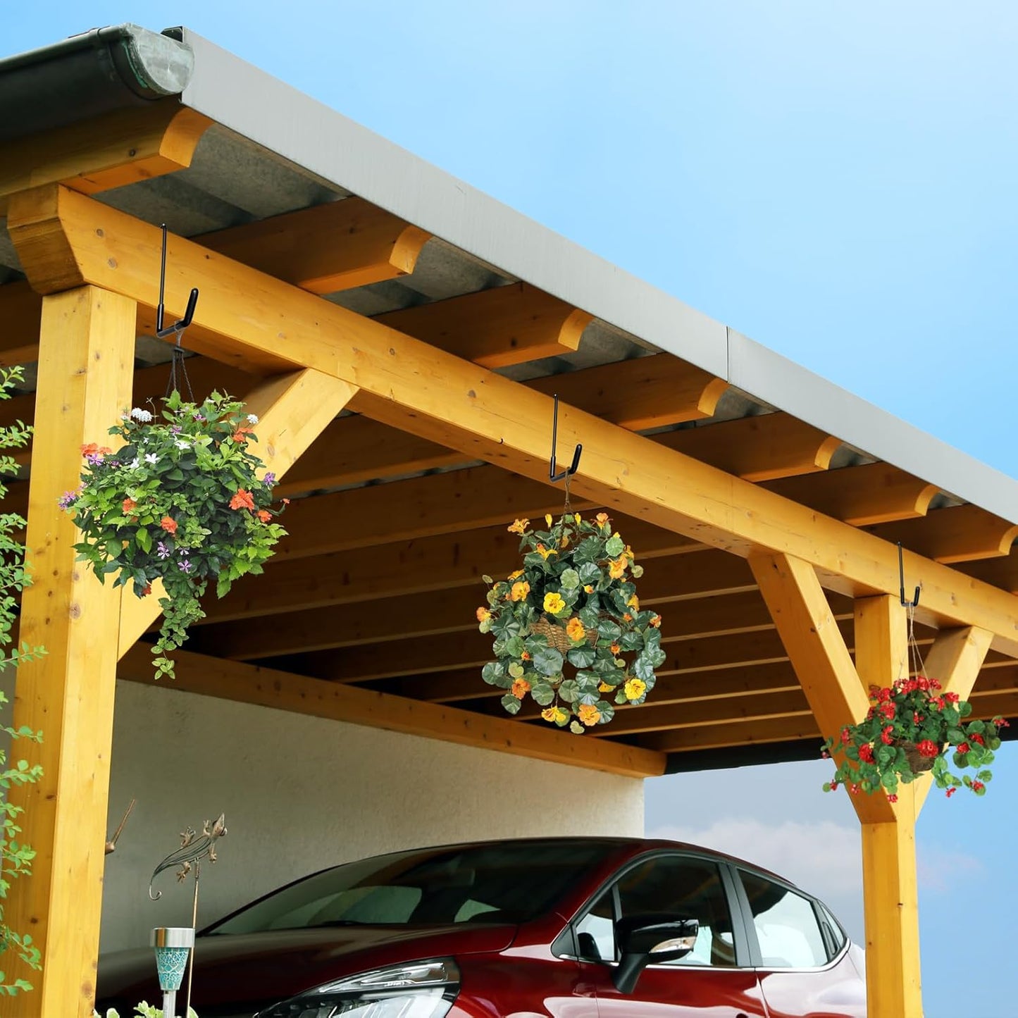 Rafter Hanger Large S Garage Hooks Bike Storage System Holder Organizer, with Non Slip Coating, for Organizing Hanging Basket, Ladders,Bicycle Wheel,Ropes and Bulk Items (6Pack, Orange)