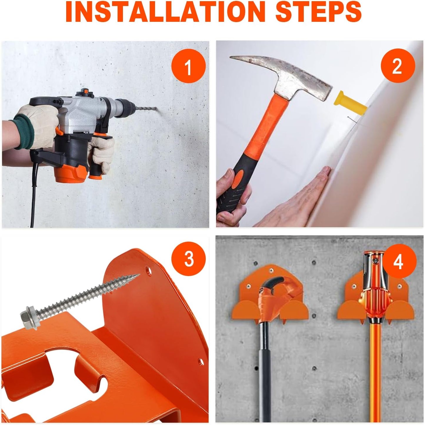 Garage Organization Weedeater Hanger,2 Pack Weed Eater Hanger For Wall, Heavy Duty Weed Wacker Hooks, Garage Organization Storage Shed Organizer Mounted Trimmer Rack