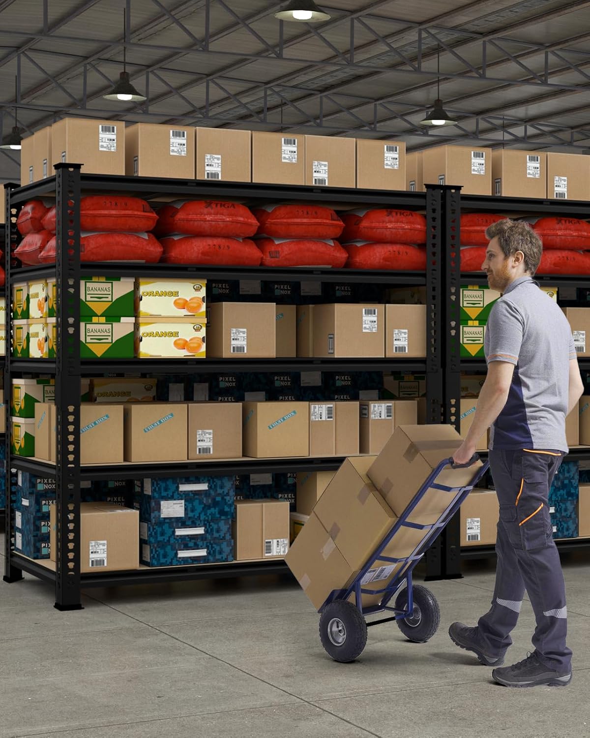 PrimeZone Heavy Duty Garage Storage Shelves - 48" W X 24" D X 72" H Adjustable Metal Shelving Unit, 5 Tier Industrial Shelves for Storage Standing Utility Rack for Warehouse, Basement, Black, 10 Pack