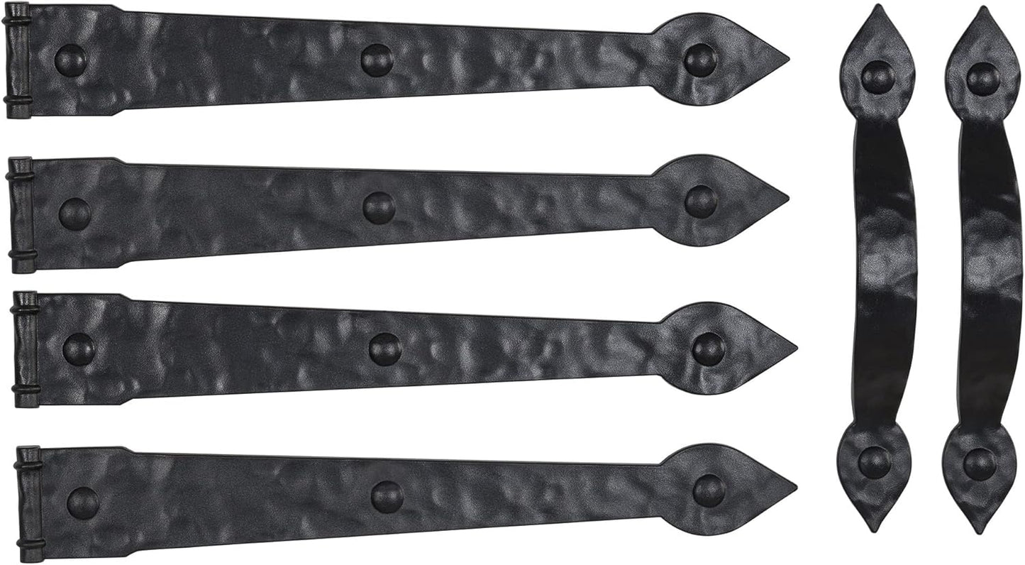 Household Essentials Hinge IT Premium Carriage House Handle & Hinge, Black Garage Door Magnet, 4 Hingle 2 Handles (Pack of 1)