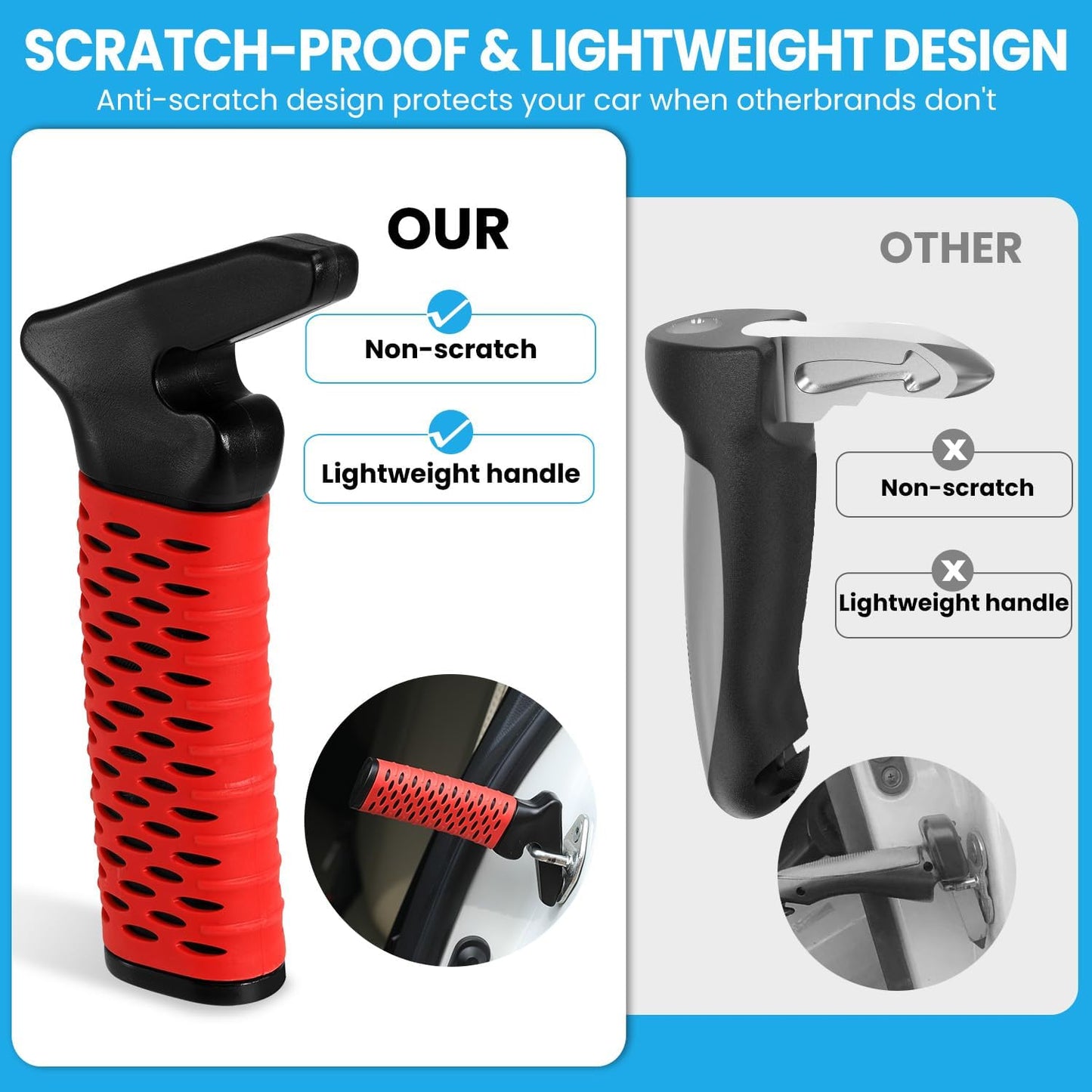 Car Door Handle for Elderly, Car Handle Assist Support, Portable Elderly Assistance Mobility Aids for Getting Out of Car, Auto Grab Cane Nylon Strap for Seniors and Handicapped, Red