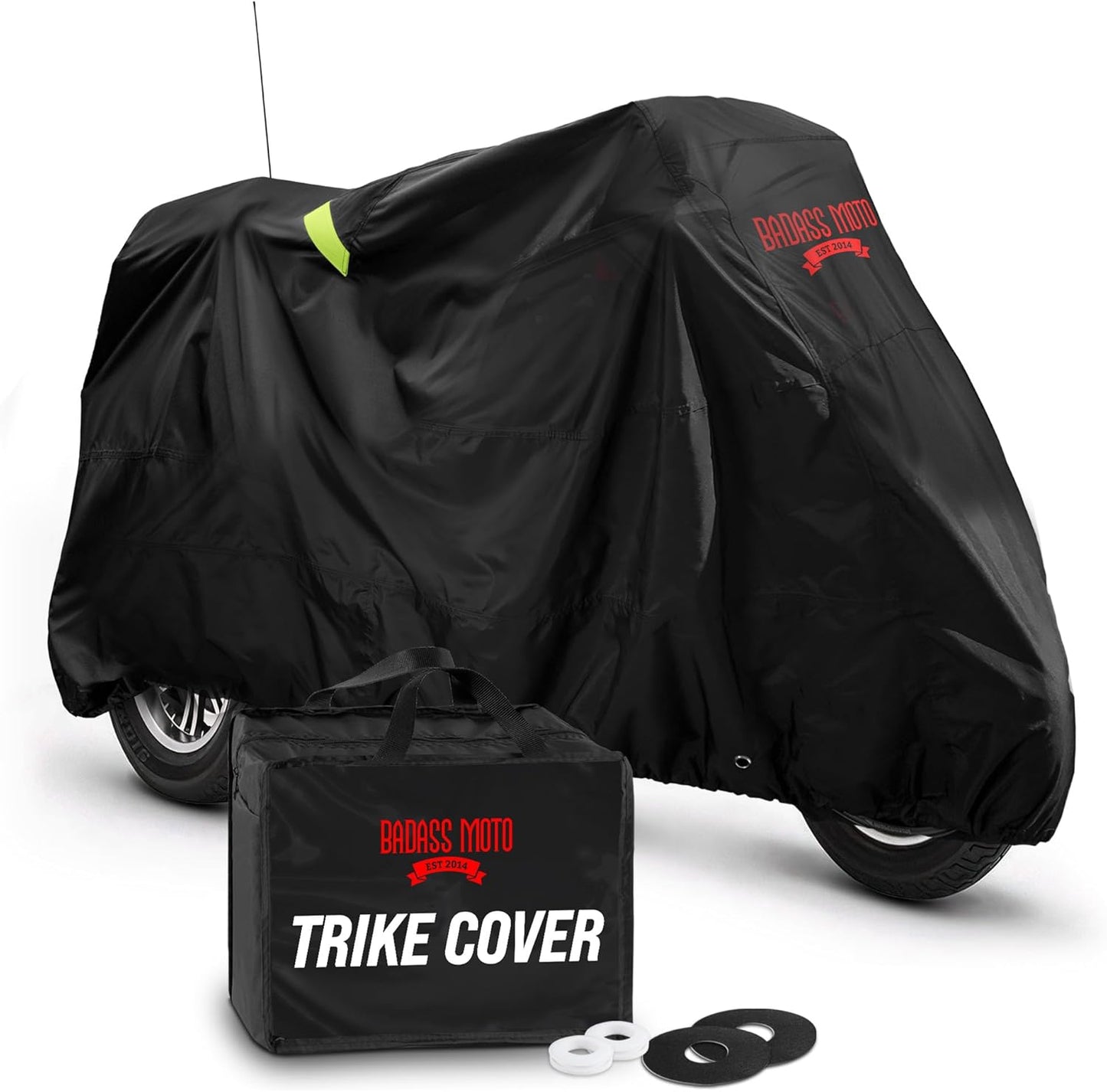 Badass Moto Fits Harley Davidson Trike Cover - Ultimate Heavy Duty Waterproof Motorcycle Cover Outdoor Storage for Tri Glide Ultra, HD Road Glide 3, Freewheeler - Triglide, Harley Trike Accessories