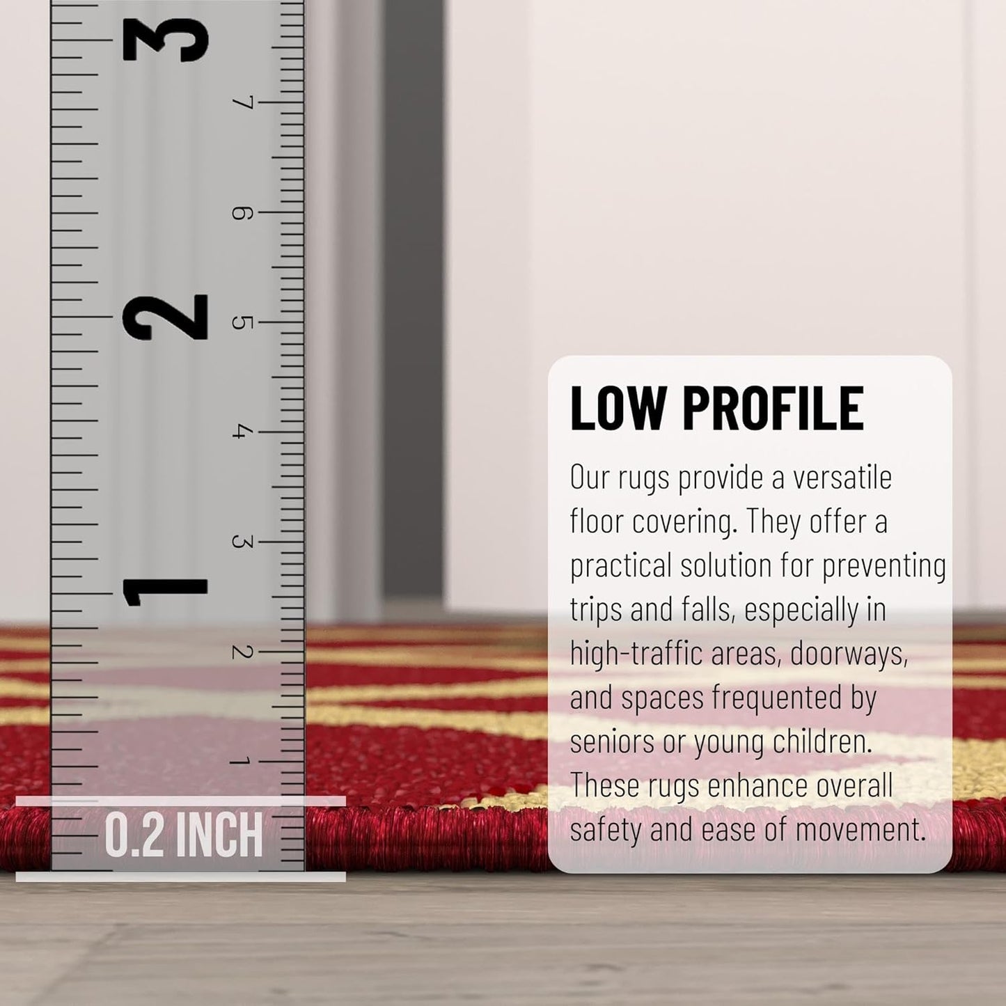 Ottomanson Hallway Runner Rug 20" x 59" Non Slip Trellis Area Rugs Easy to Clean Laundry Rug Runner Durable & Pet Friendly Floor Carpet Runners for Hallways Entryway Living Room Kitchen Bathroom, Red