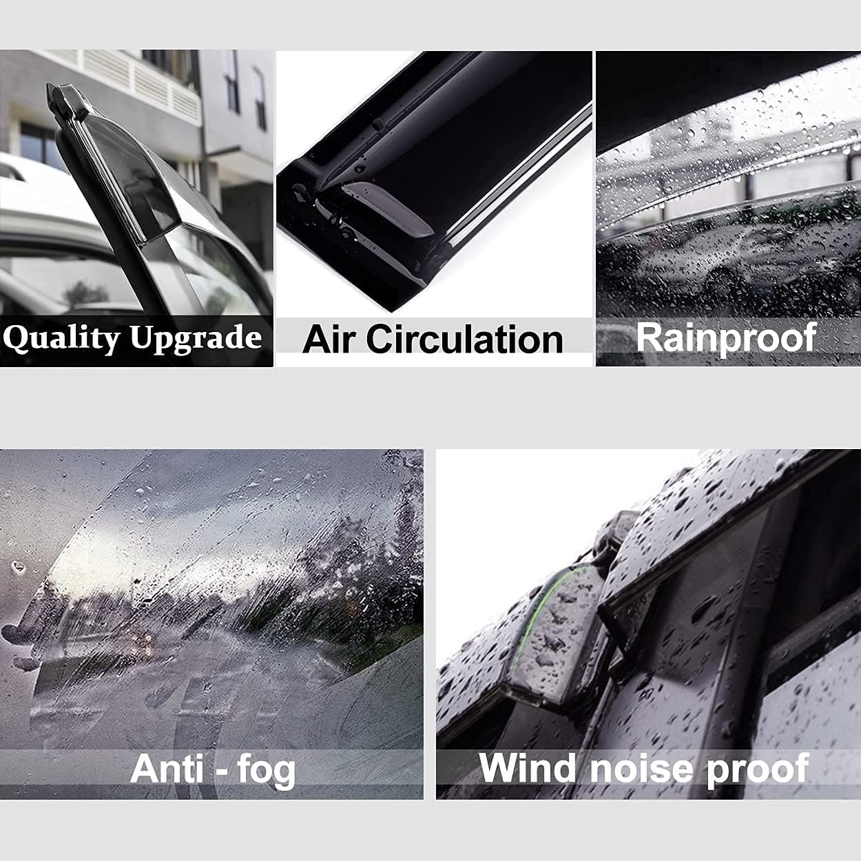 Original Side Window Deflector Visor Rain Guard fit for 2007-2017 Jeep Patriot,Outside Mount Tape-on Shatterproof Dark Smoke,4pcs Window Shades 94359