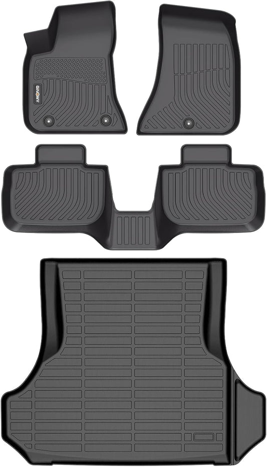 GINOWY- Floor Mats & Cargo Liner for Dodge Charger RWD 2023-2011 &Chrysler 300 RWD, TPE All Weather Protection Charger Car Mats, Non-Slip Trunk Mat, Floor Liners Waterproof Accessories-Black