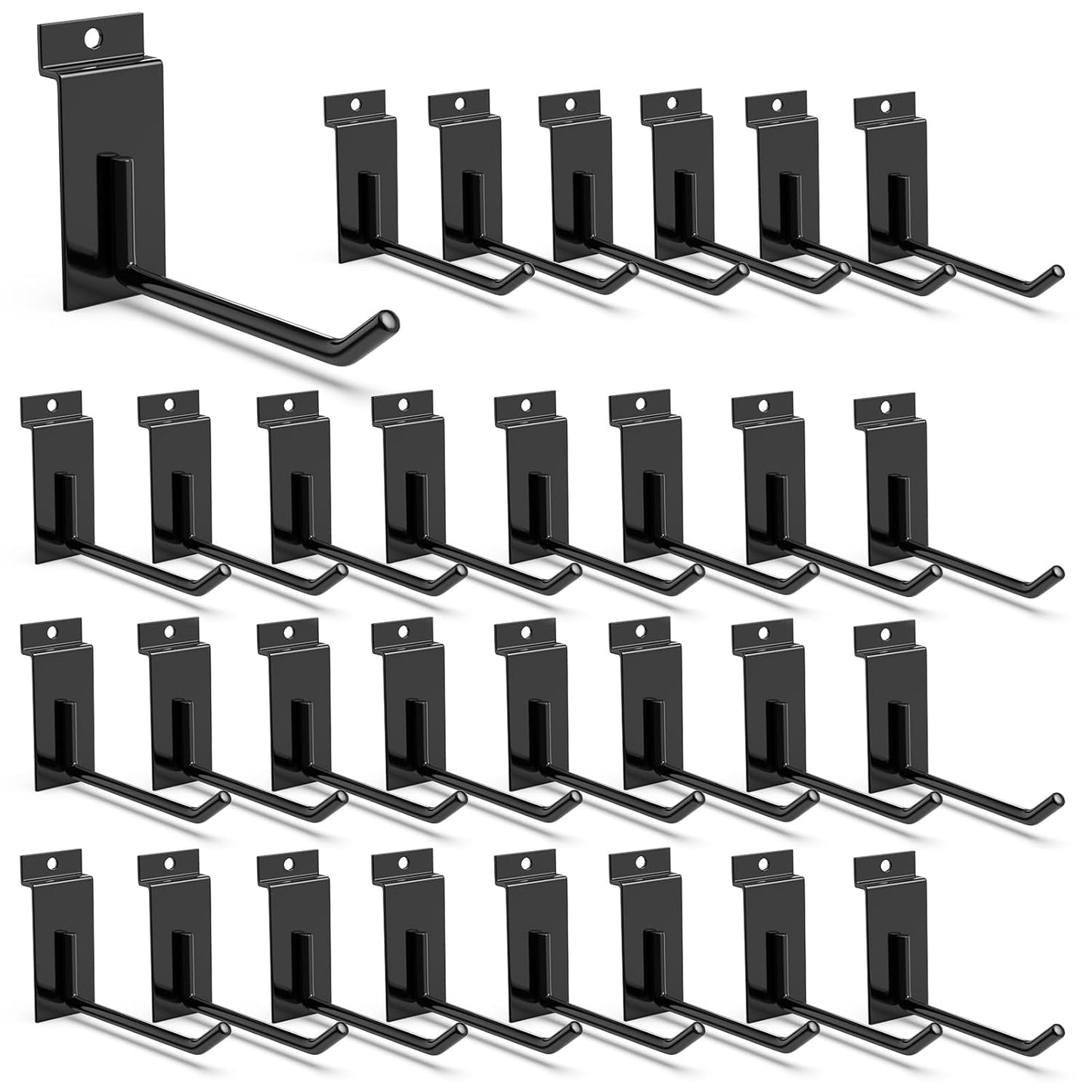 3-H Slatwall Accessories - 30 Pack, 4 Inch Slat Wall Hooks & Hangers, Heavy Duty, Proslat Compatible