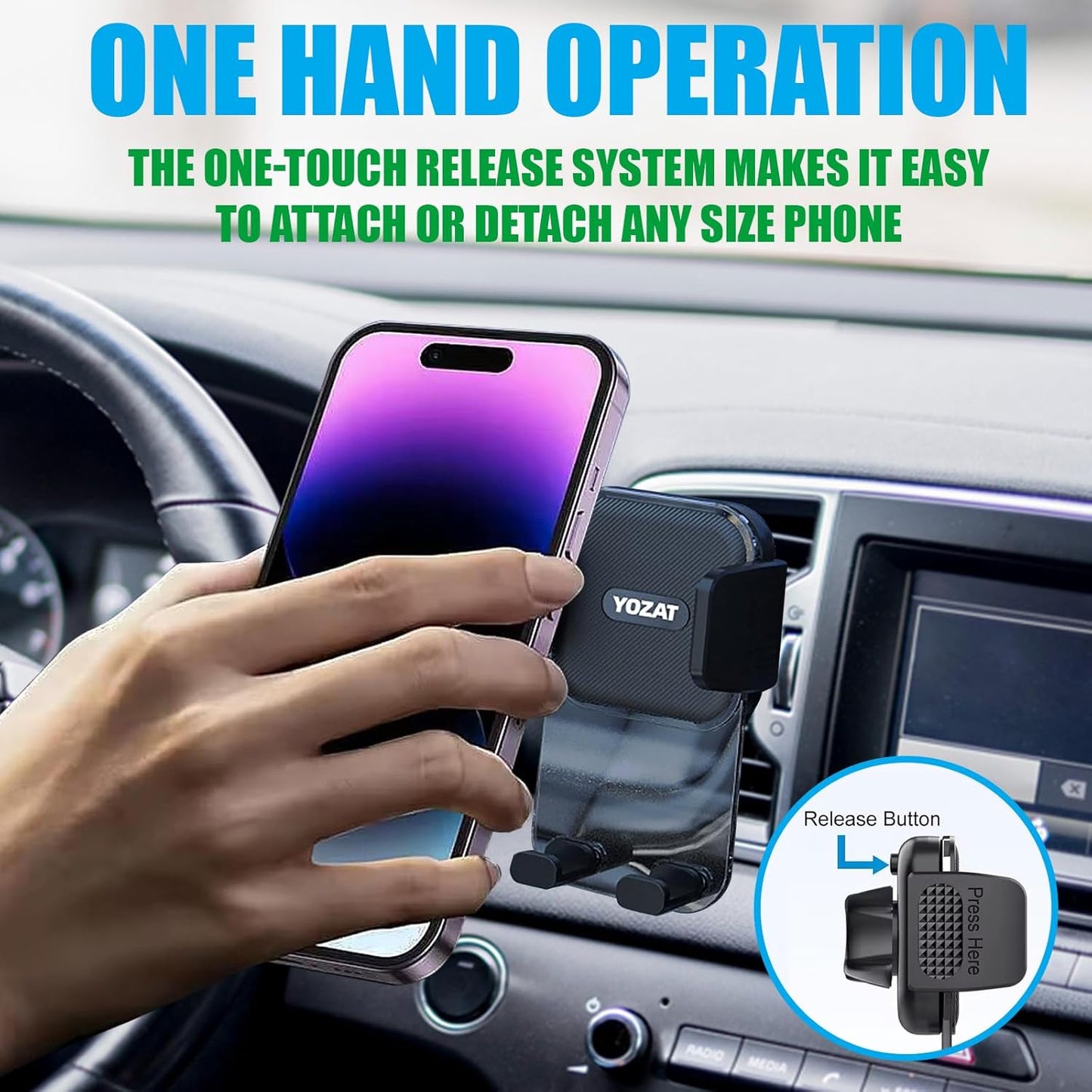 Car Phone Holder for Dashboard, Windshield, Air Vent - Universal Mount, Heavy Duty, Compatible with All Smartphones