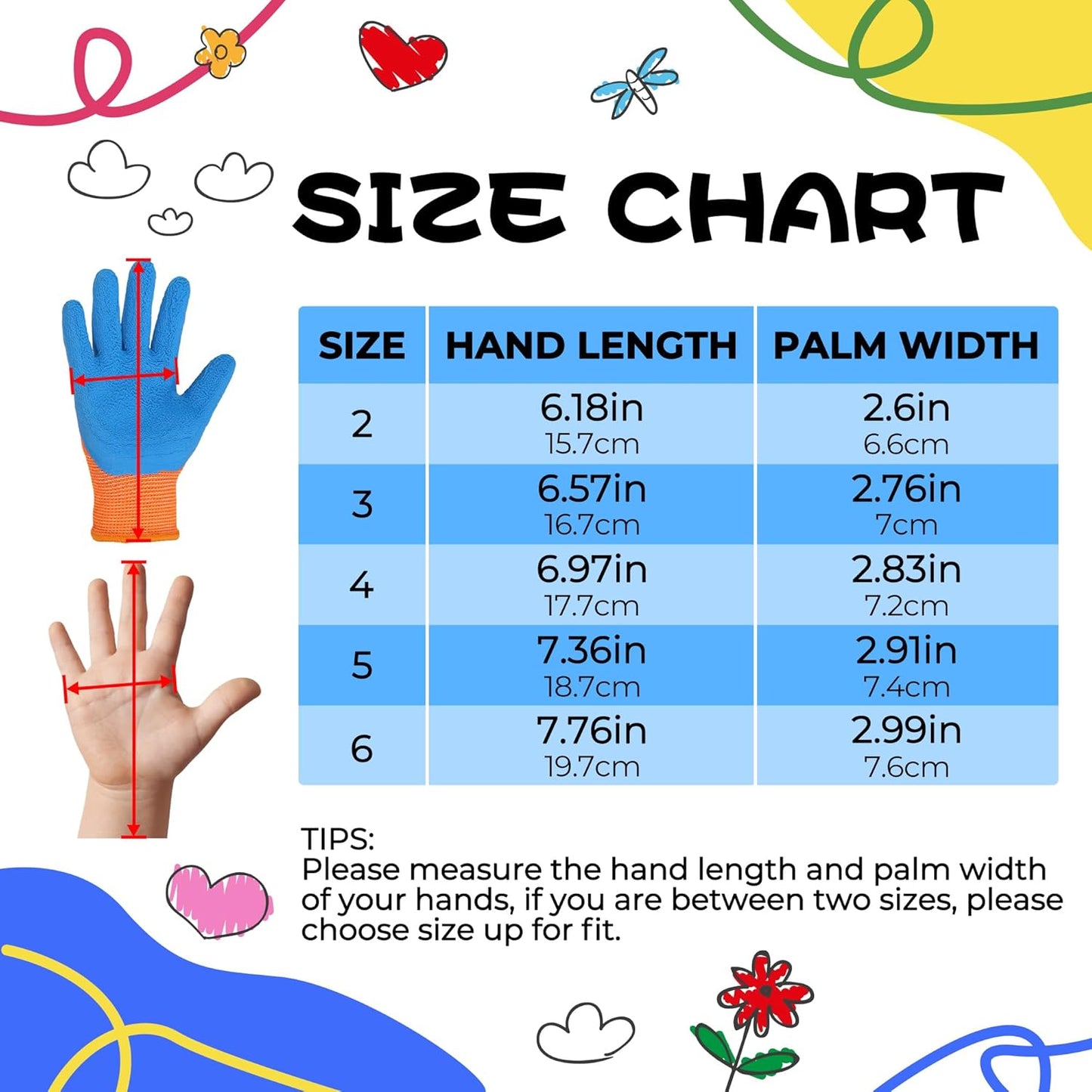 HANDLANDY 3 Pairs Kids Gardening Gloves Latex Free, Nitrile Coated Children Toddler Garden Yard Work Gloves for Little Girls Boys (Size L, Black-Orange)