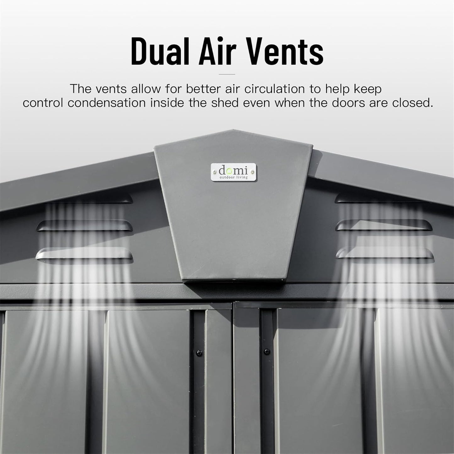 IKERY Galvanized Steel Garden Shed 5.7' x 3' with Floor, Ventilation Vents & Lock - All-Weather Outdoor Storage for Tools, Backyard - Dark Gray