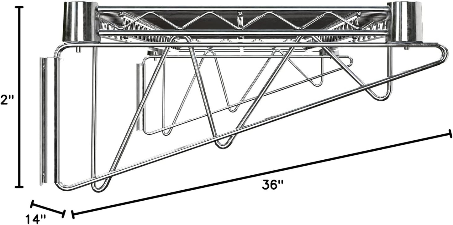 14" x 36" Chrome Wire Wall Mount Shelf