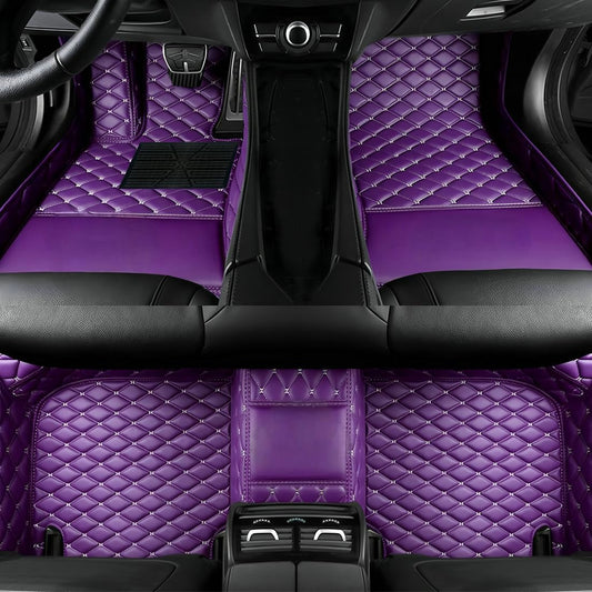 Custom Personalized Floor Mats for Cars，Luxury Full Coverage All Car Floor Mats，Anti-Slip Leather Car Mat Set ，Custom Floor Mats for 99% of Cars, Trucks & SUVs. (Purple)