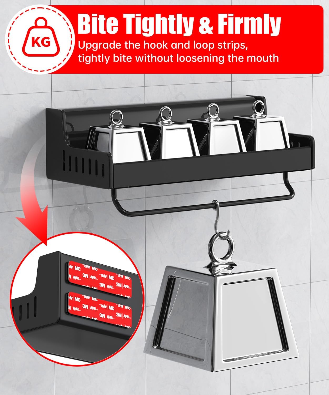 Hook and Loop Strips with Super Adhesive Heavy Duty, Made of 3M, Heat Resistant Waterproof, Outdoor or Indoor Use, 16 Sets Black 0.98x3.94 Inch