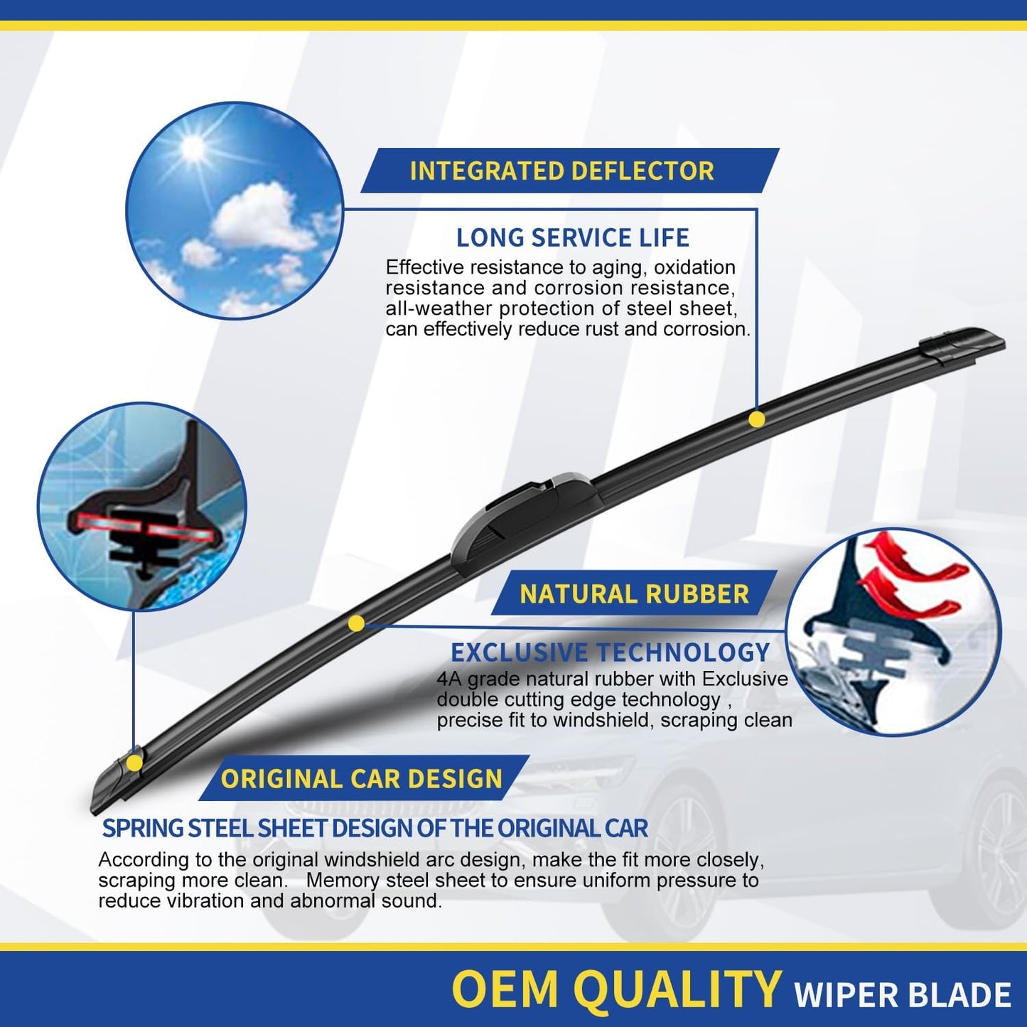 3 wipers Replacement for 2017-2022 KIA Sportage/2019-2021 2022 2023 Hyundai Santa Fe, Windshield Wiper Blades Original Equipment Replacement - 26"/16"/11" (Set of 3) U/J HOOK